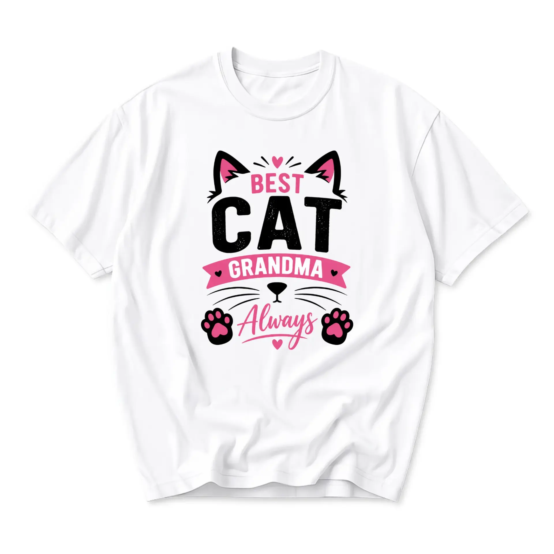 Funny Shirt Best Cat Grandma Always Graphic Printed Unisex T-Shirt Comfortable Cotton Blend Casual Crew Neck Tee