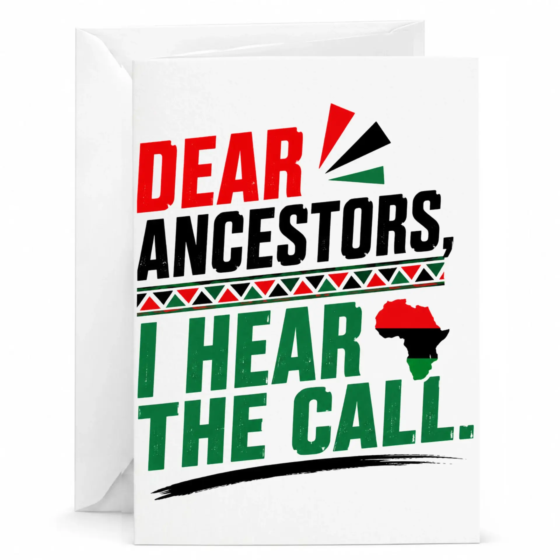 Greeting Card Dear Ancestors I Hear the Call Pan-African Design Cultural Heritage Stationery Folded Note Card