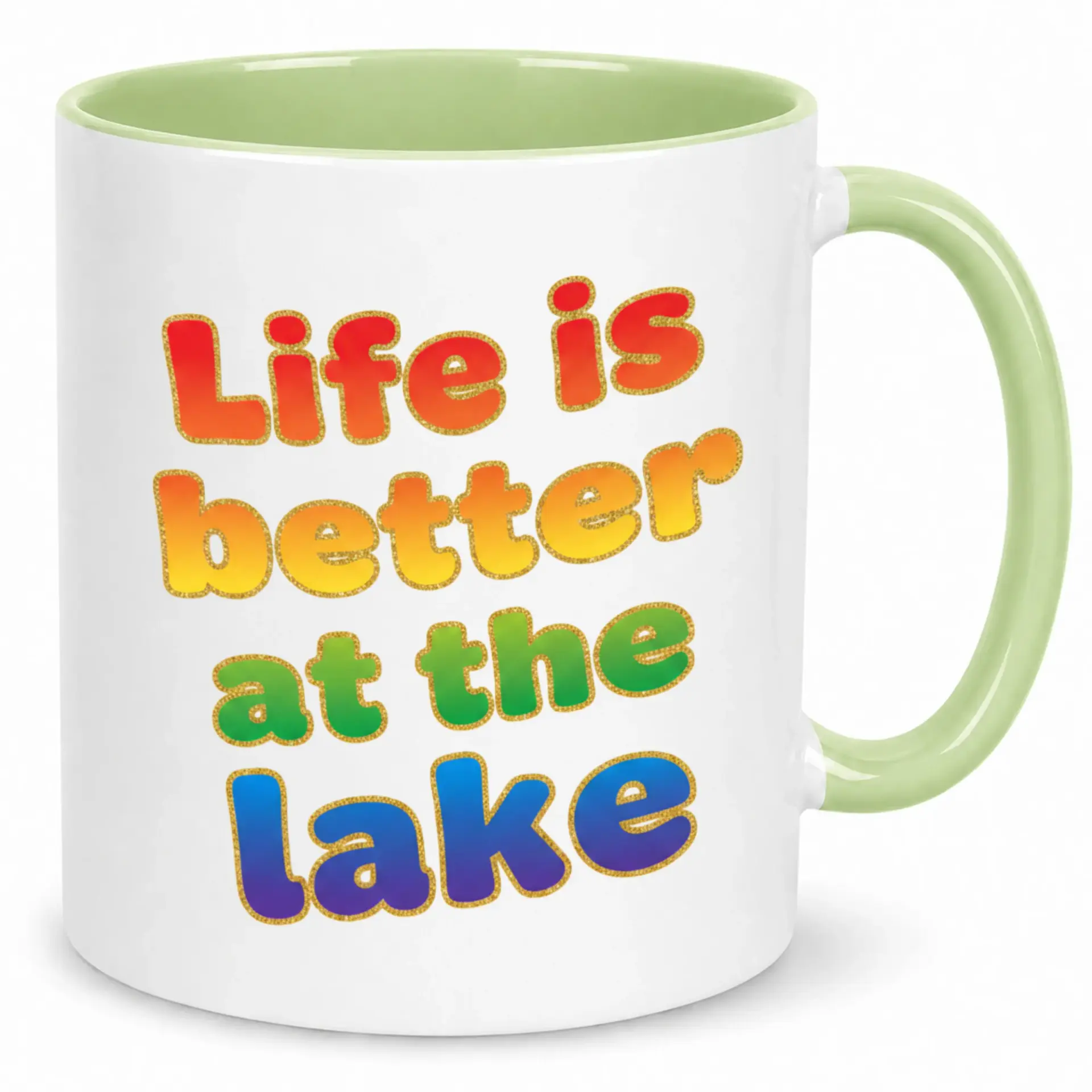Ceramic Coffee Mug with 'life Is Better at the Lake' Print Gradient Design Lake House Decor Fun Beverage Cup for Home & Office