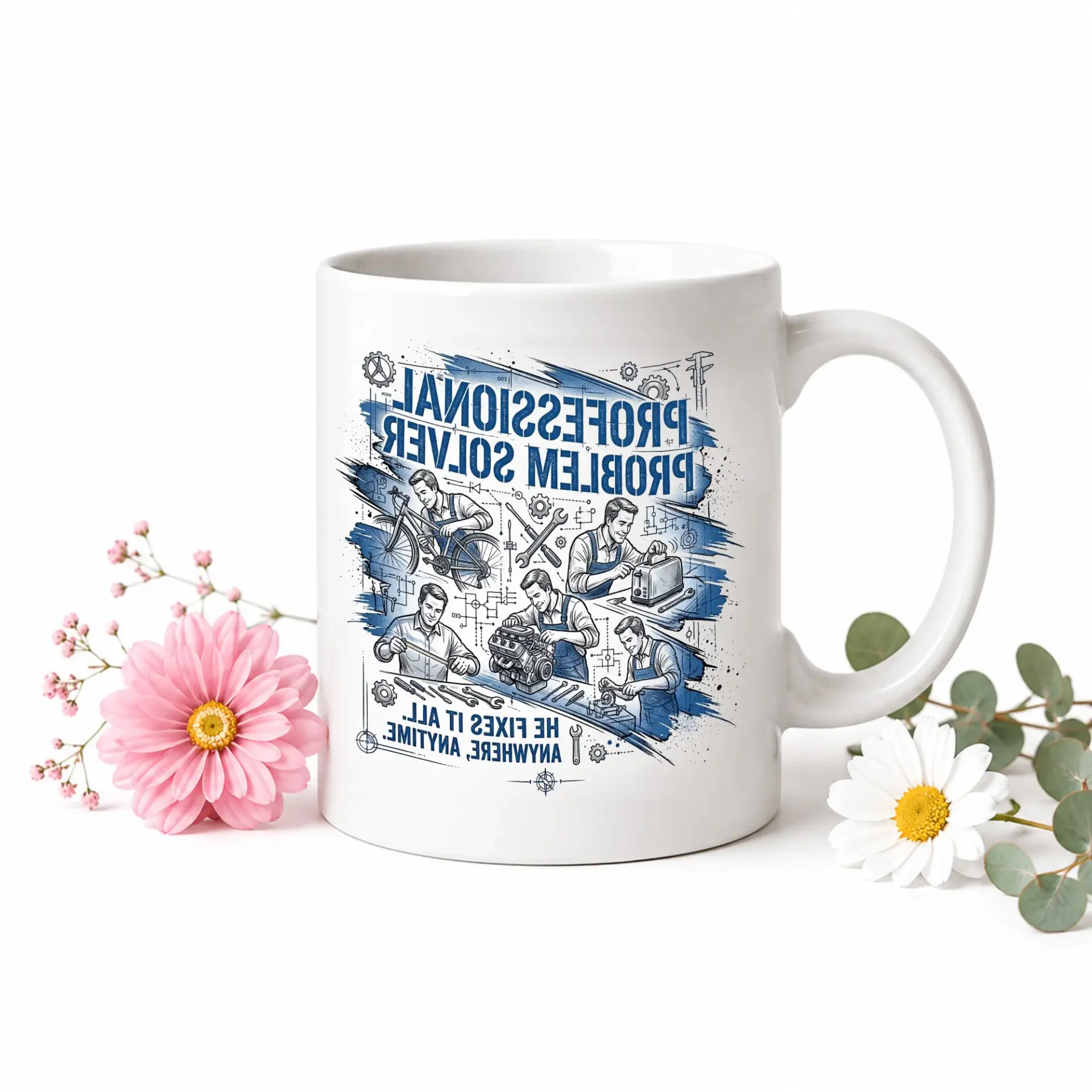 Professional Problem Solver Mechanic Coffee Mug Handyman Appreciation Gift for Workshop or Office Desk Use