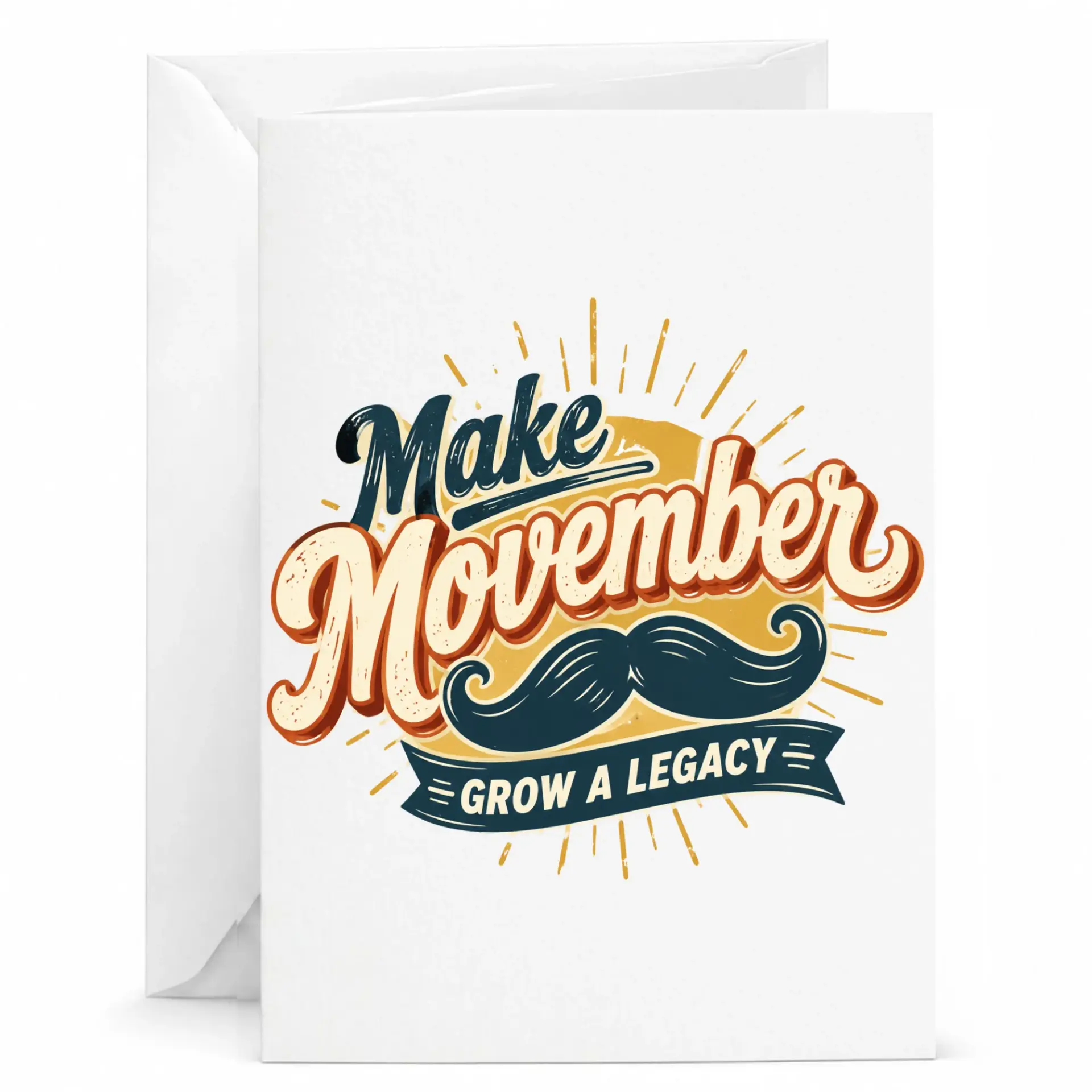 Greeting Card Make Movember Grow a Legacy Design Masculine Awareness Stationery for Friends and Loved Ones 5x7 Inches