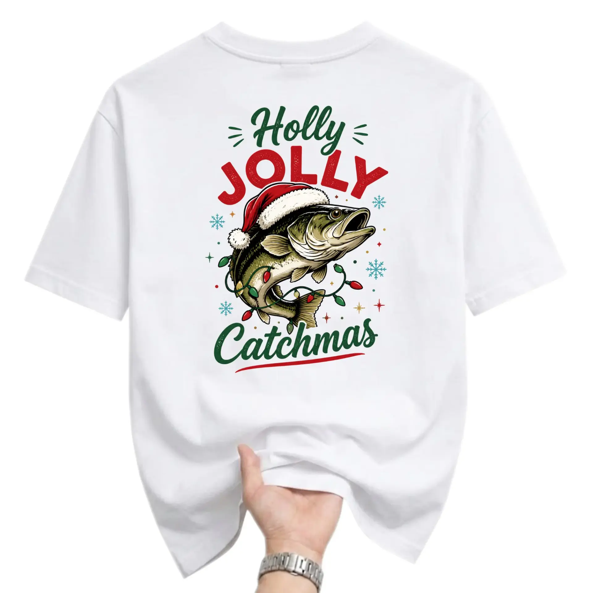 Funny Shirt Catchmas Fishing Christmas Graphic Tee for Holiday Season