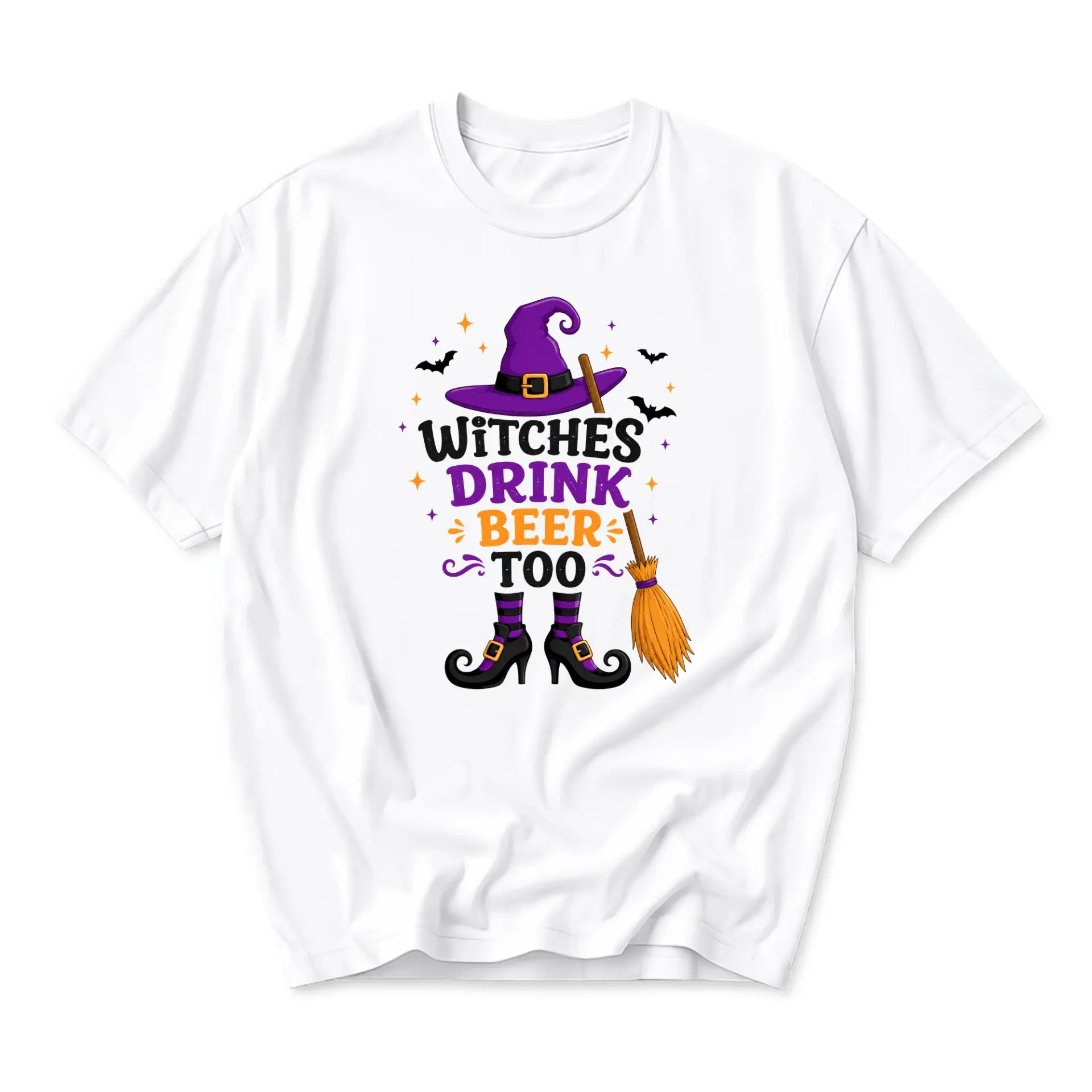 Funny Shirt Witches Drink Beer Too Graphic Tee Unisex Casual Apparel for Everyday Wear and Seasonal Holiday Outfits