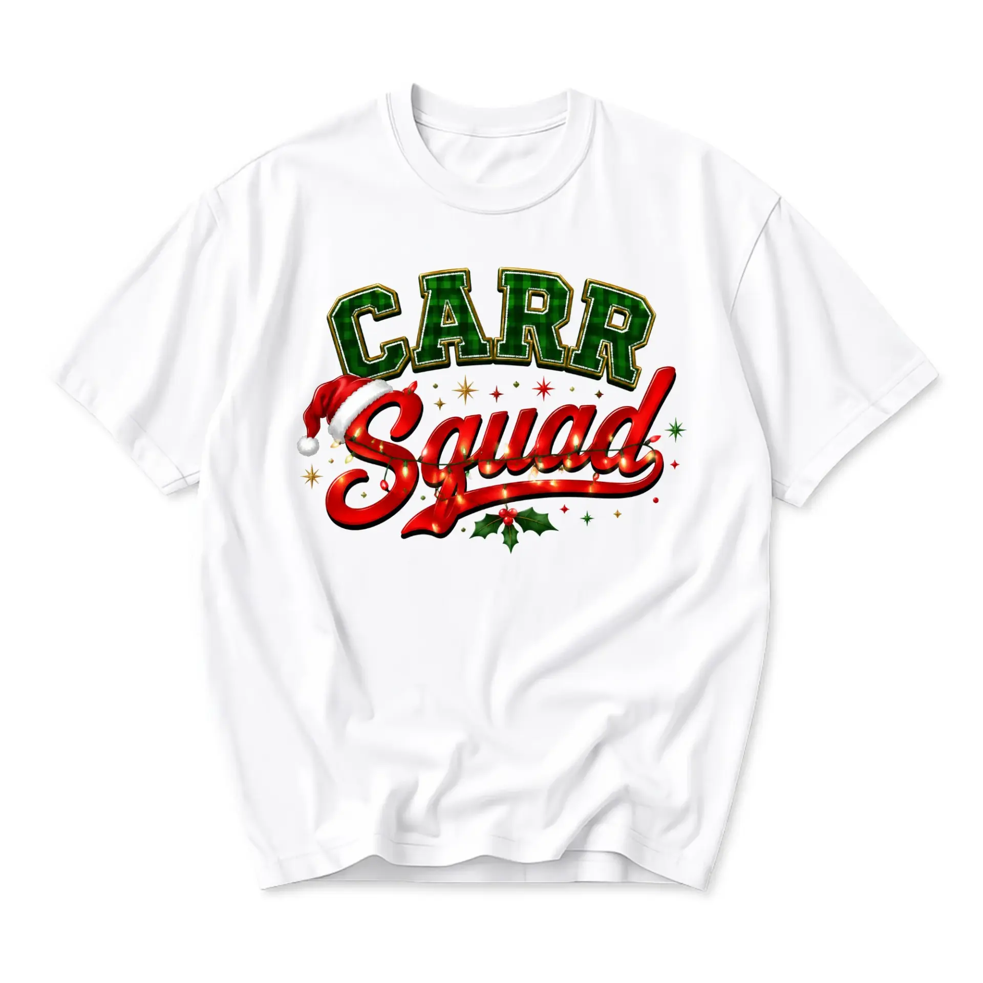 Graphic Tee Carr Squad Christmas Shirt Holiday Festive Crew Neck Unisex