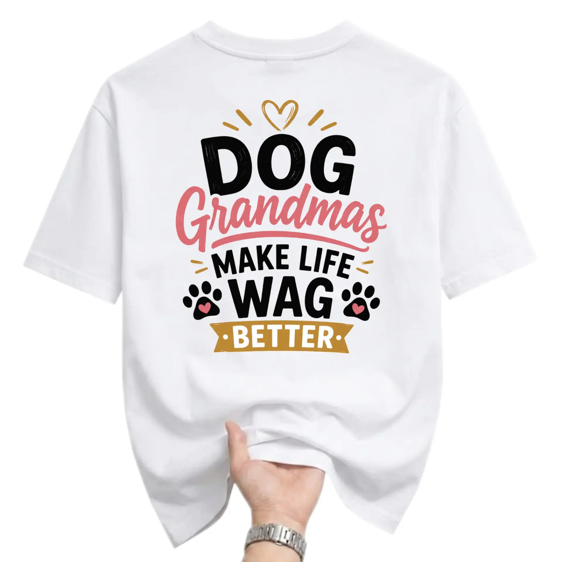 Graphic Tee Dog Grandmas Make Life Wag Better Unisex Crew Neck Shirt for