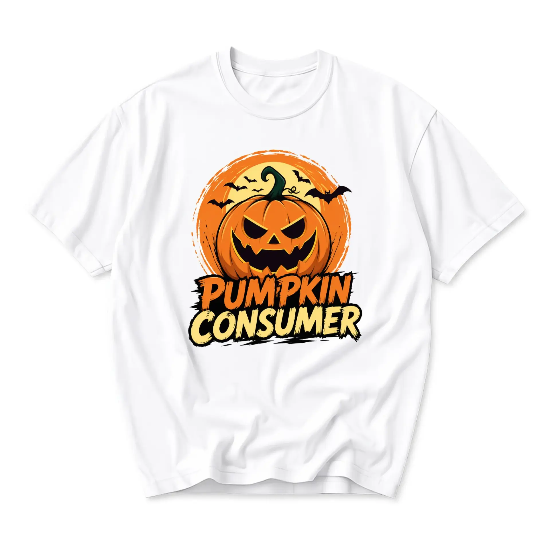 Funny Shirt Pumpkin Consumer Graphic Tee Autumn Halloween Holiday Unisex Crew Neck Casual Cotton Blend Apparel