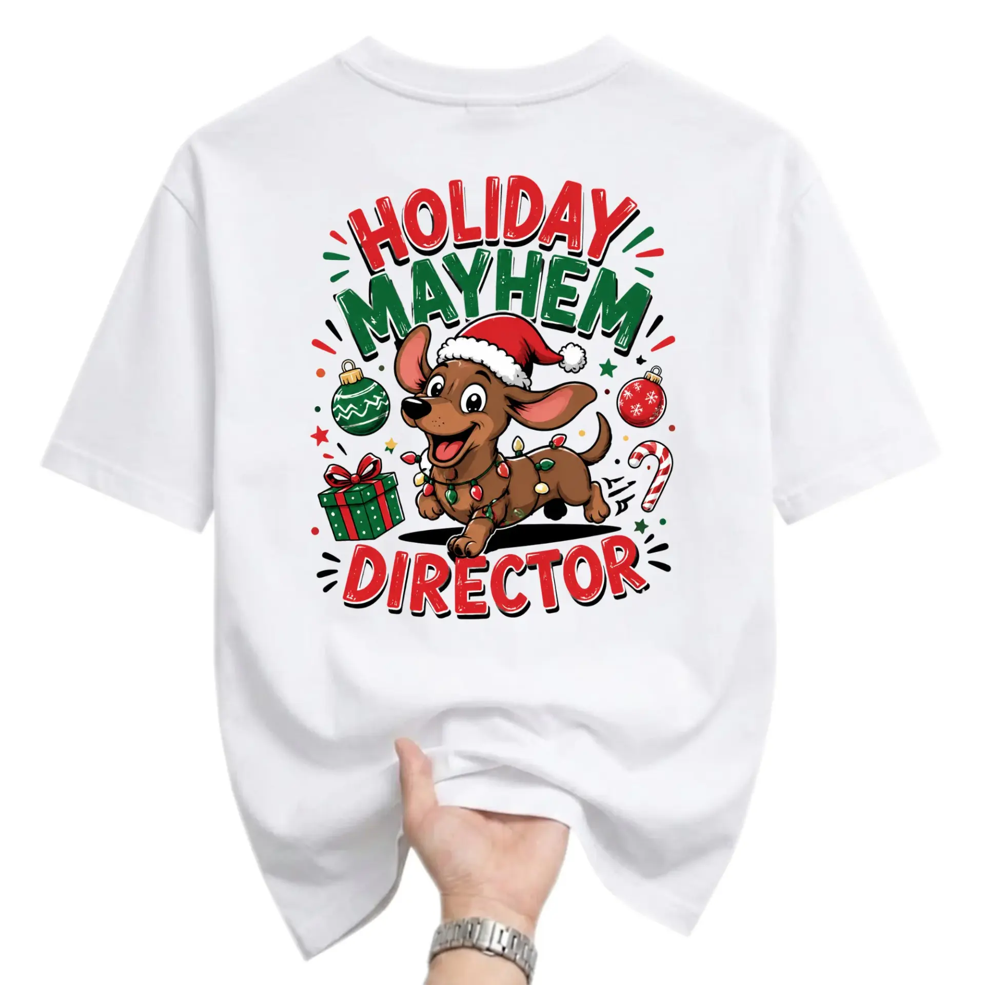 Funny Shirt Holiday Director Dachshund Dog Graphic Tee Unisex Christmas
