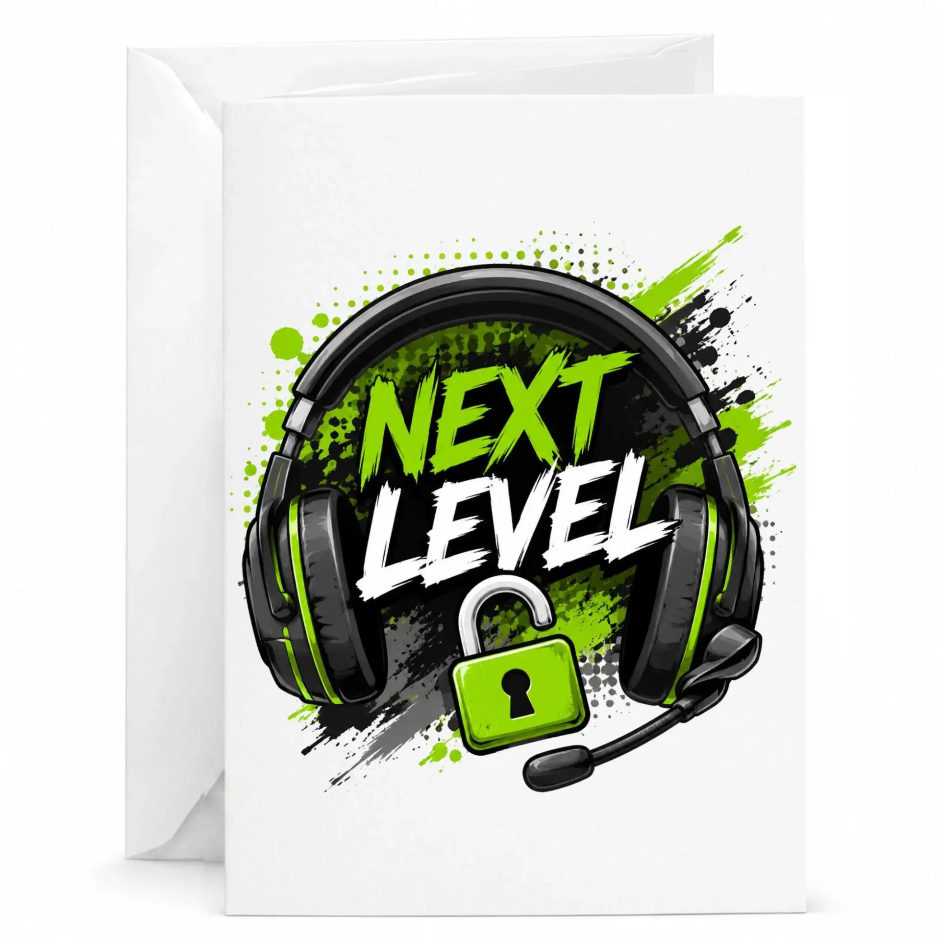 Next Level Gaming Greeting Card for Enthusiasts, Video Game Themed Stationery for Birthdays and Congratulations
