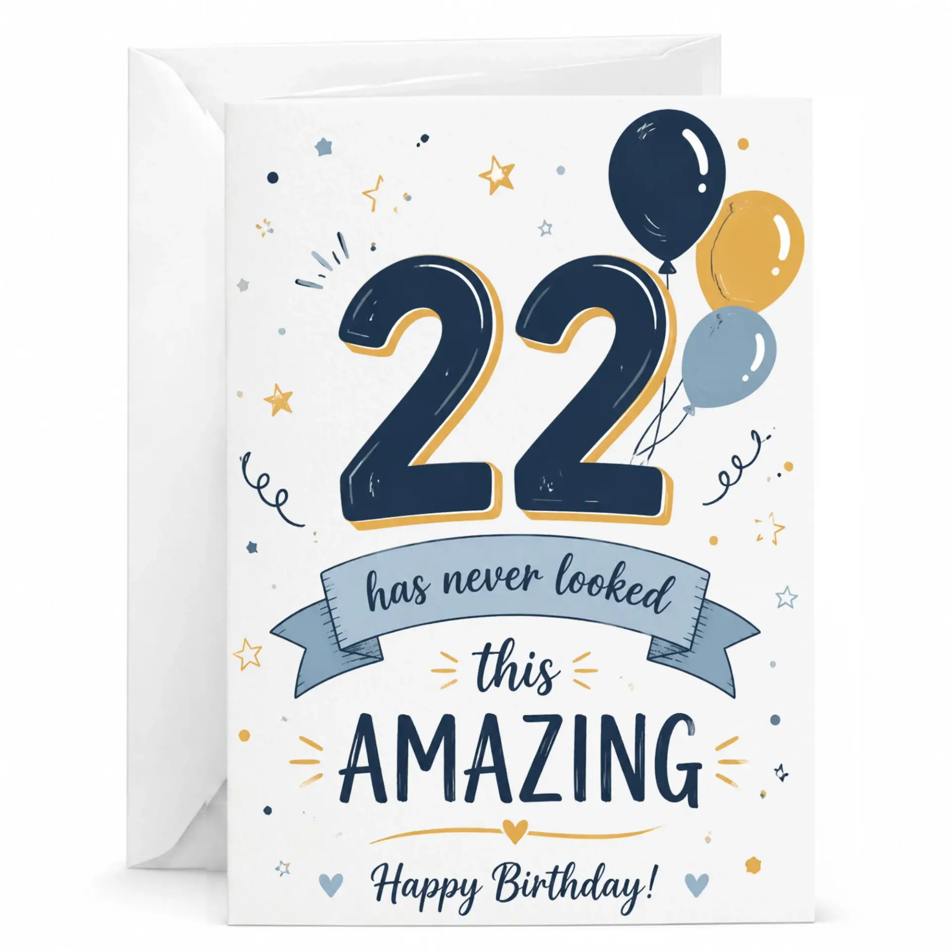 Birthday Card for 22nd Birthday Celebration Featuring Festive Balloons and Elegant Hand Lettered Typography Design