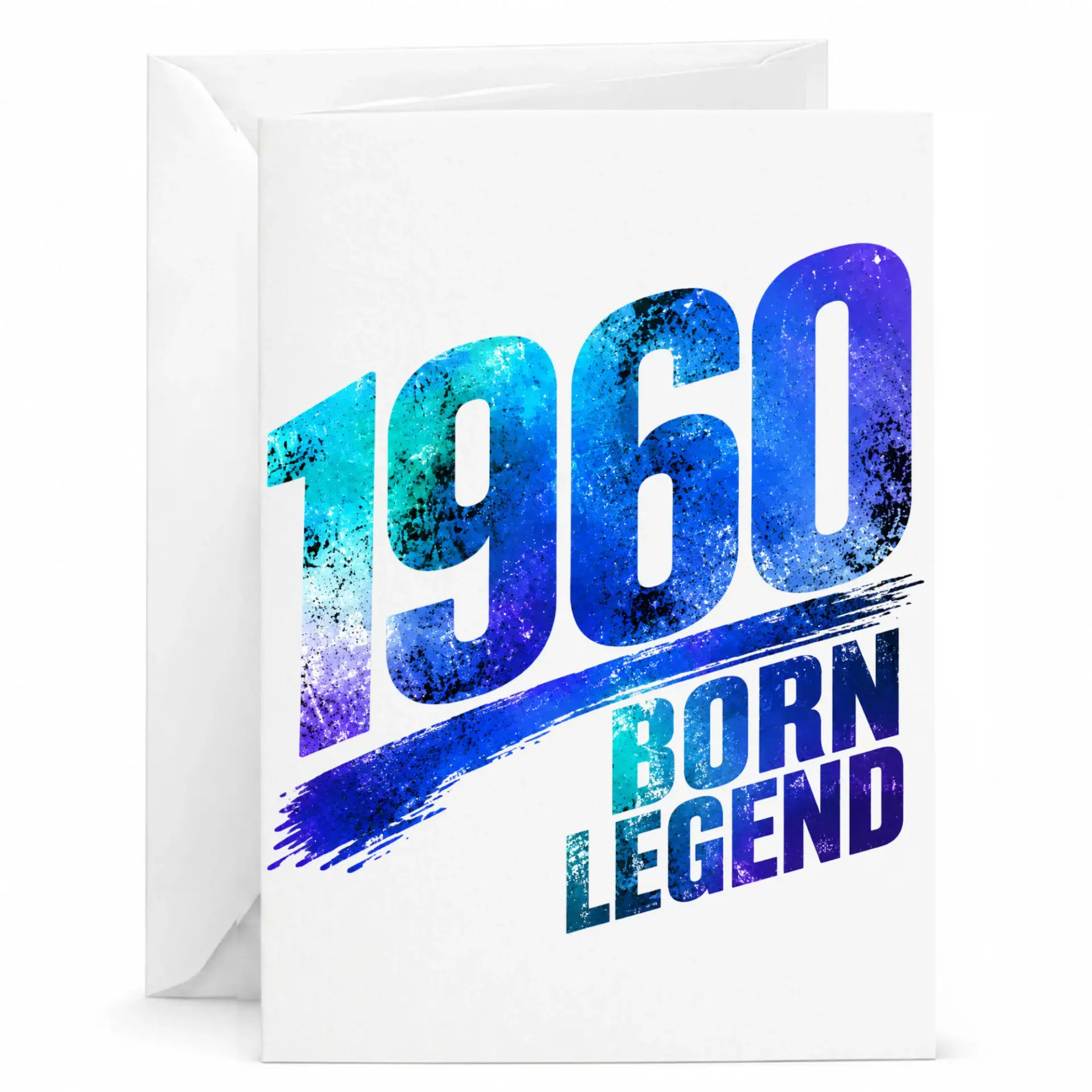 Birthday Card 1960 Born Legend Vintage Style Graphic Greeting Card for Milestone Year Celebration with White Envelope