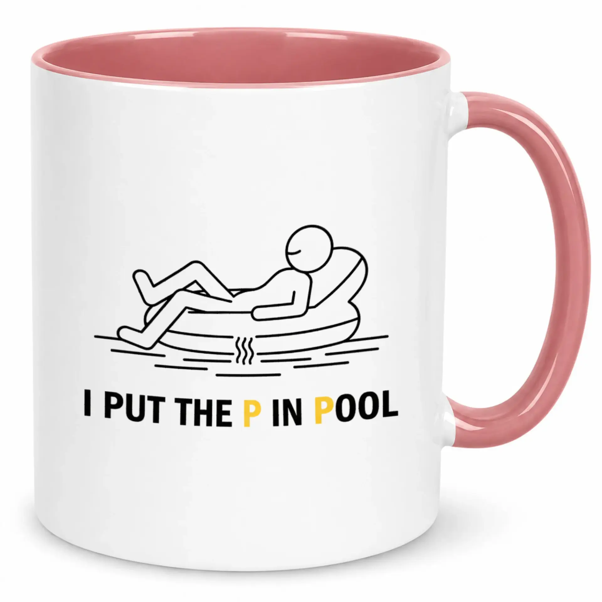 Funny Pool Humor Ceramic Coffee Mug with Playful Stick Figure Design Humorous Relaxation Themed Drinkware for Home and Office
