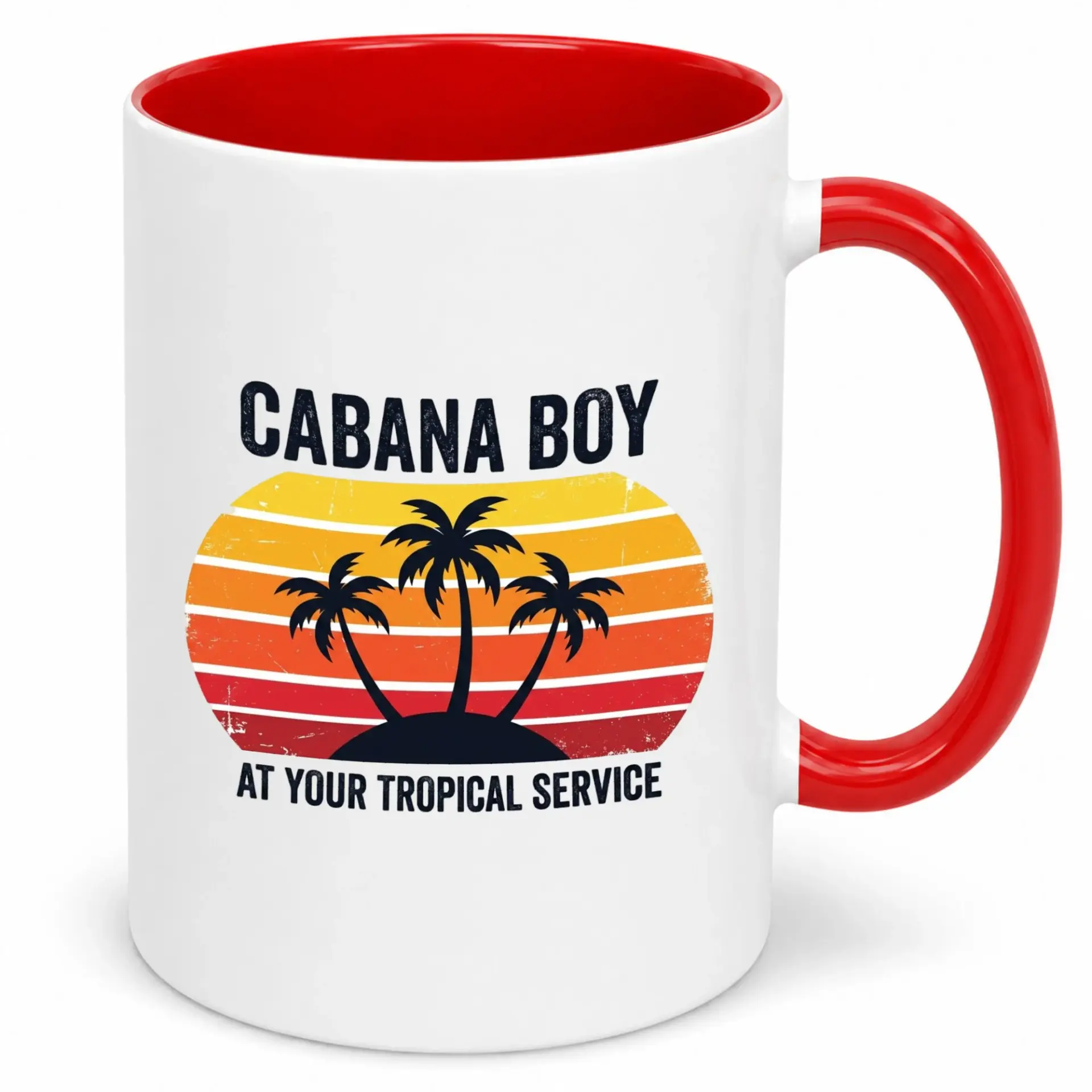 Funny Cabana Boy Ceramic Coffee Mug - Tropical Sunset Palm Tree Design for Men & Women - Relaxing Beach Vacation Themed Drinkware Gift