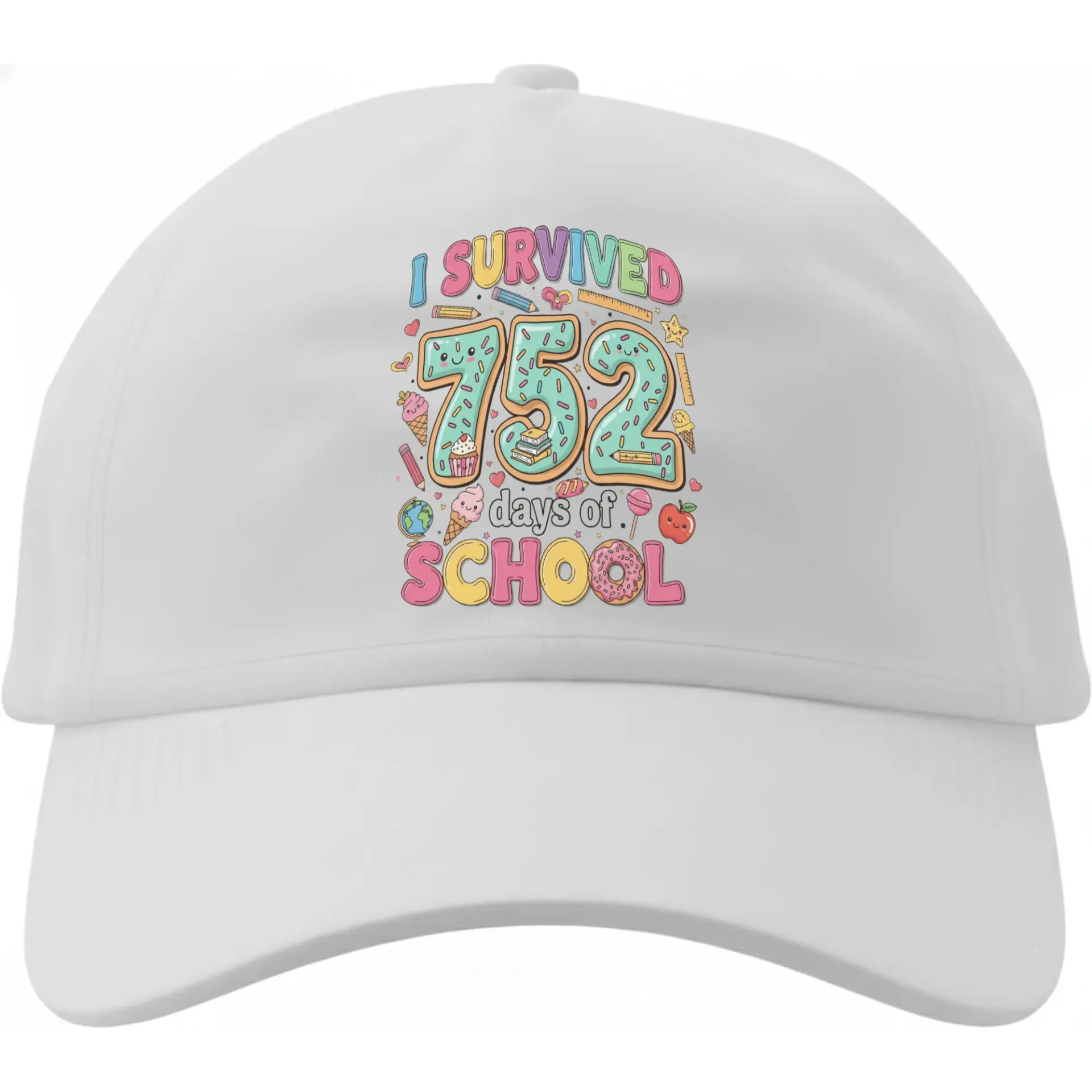 Baseball Cap I Survived 752 Days of School Graphic Hat Adjustable Cotton Unisex Low Profile Dad Hat for Everyday Wear