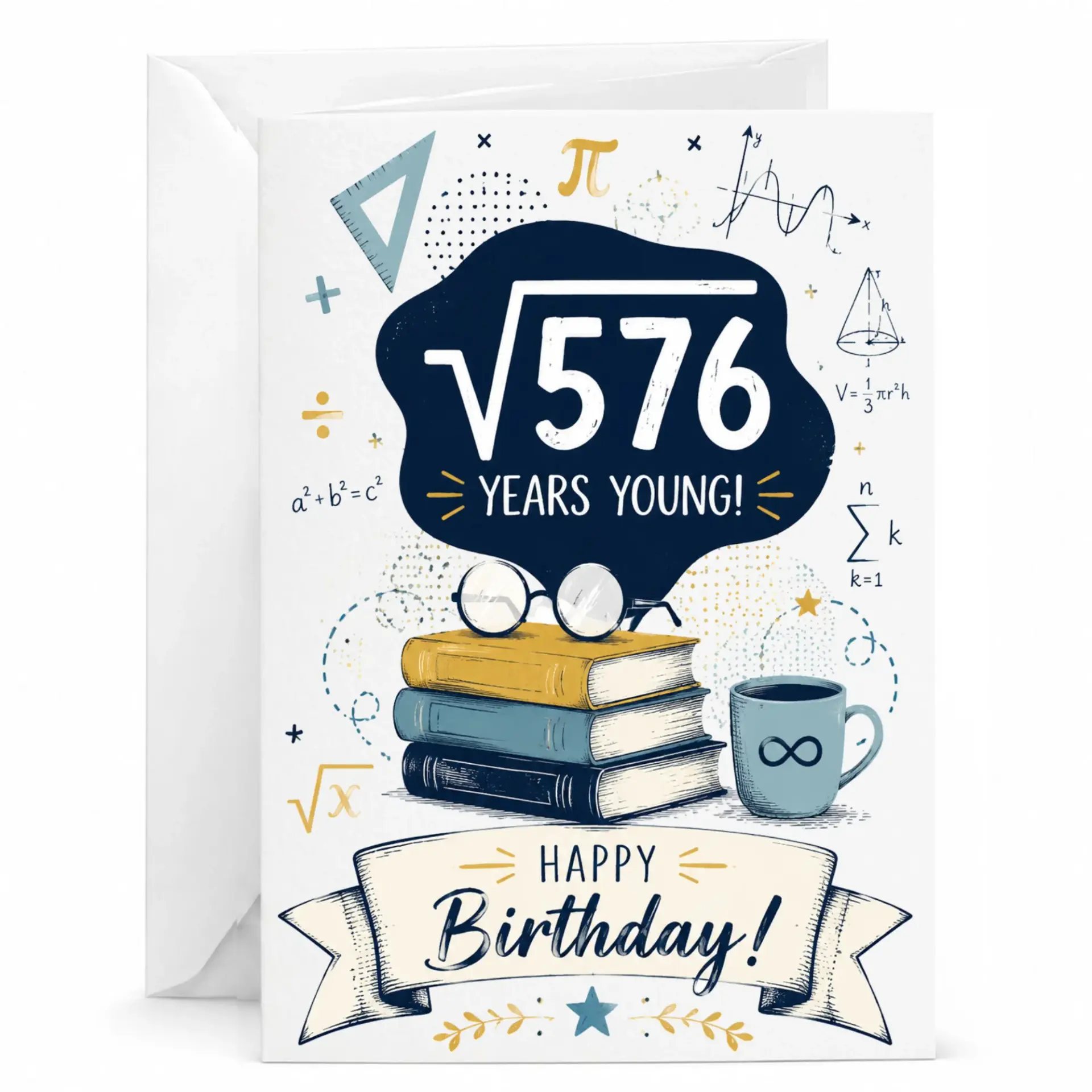 Funny Math Birthday Card 576 Years Young Academic Greeting Card for Mathematicians and Science Enthusiasts 5x7 Inch