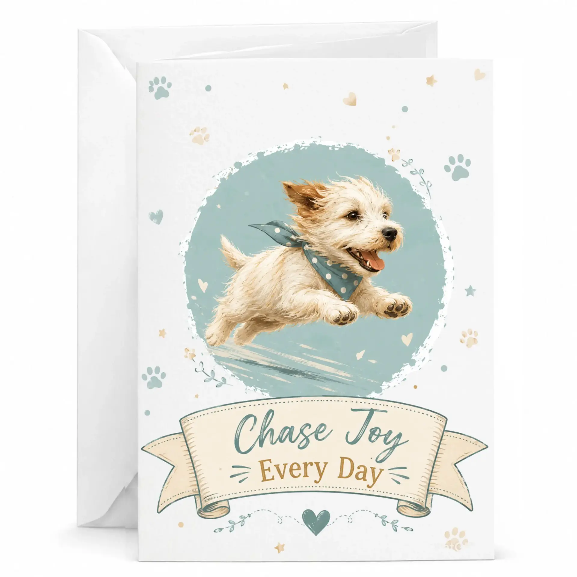 Greeting Card Featuring Happy Puppy Illustration on Premium Heavyweight Cardstock for Any Occasion