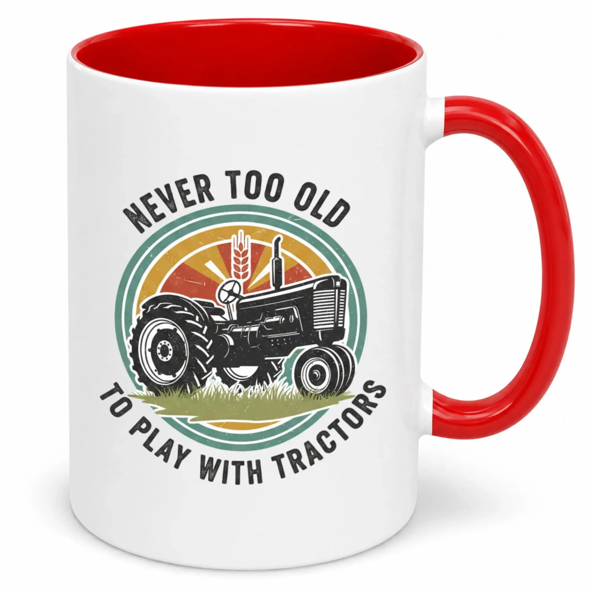 Funny Tractor Coffee Mug Ceramic Cup with Humorous "never Too Old to Play Tractors" Design for Enthusiasts