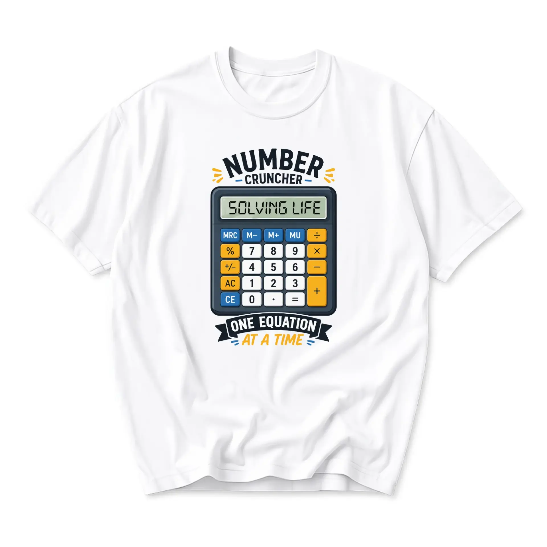 Funny Shirt Number Cruncher Solving Life One Equation at a Time Graphic Tee Unisex Crew Neck Casual Cotton Top