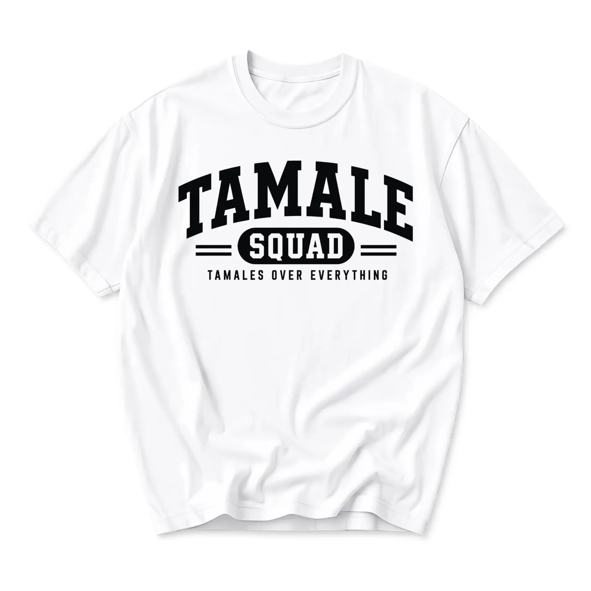 Graphic Tee Tamale Squad Shirt Unisex Casual Apparel Short Sleeve Crew Neck Top Cotton Blend Everyday Outfit White