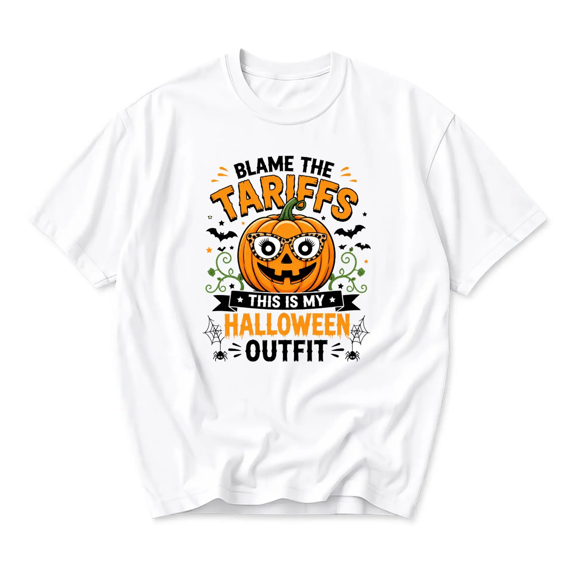 Funny Shirt Blame the Tariffs This Is My Halloween Outfit Graphic Tee Unisex Crew Neck Seasonal Holiday Apparel