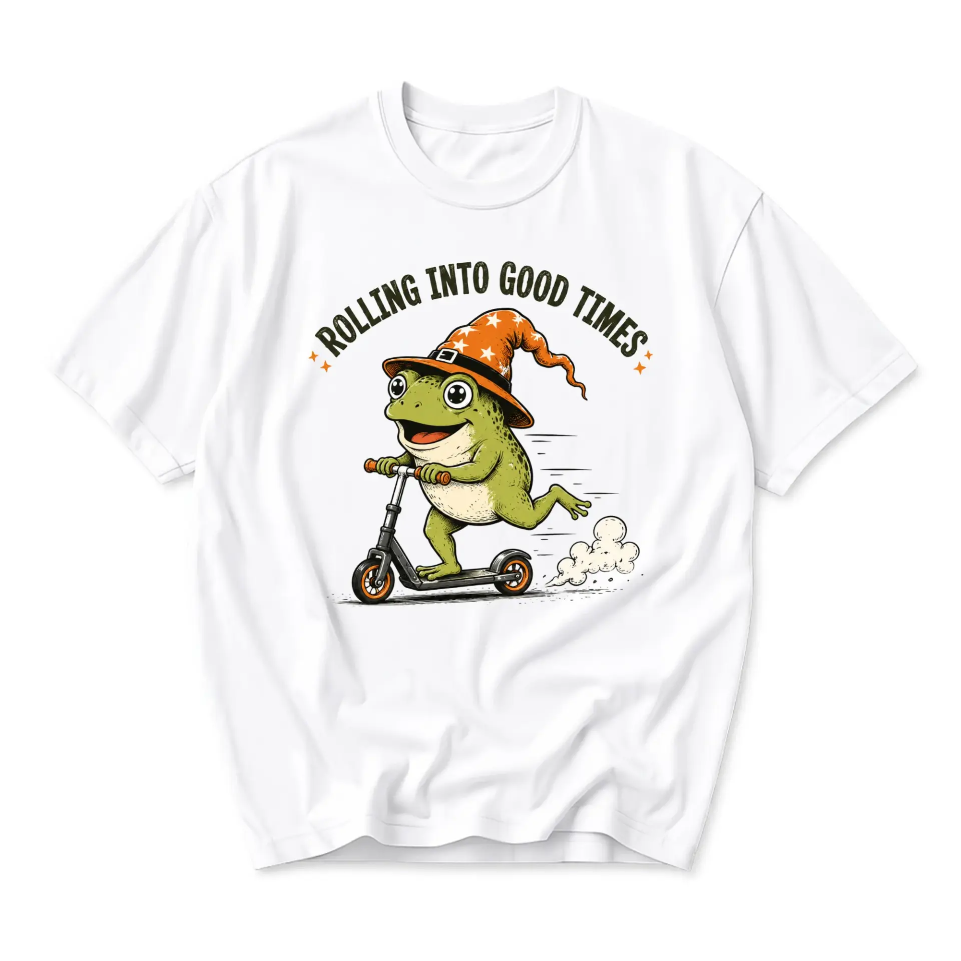 Graphic Tee Unisex Crew Neck Short Sleeve Shirt Featuring Cute Wizard Frog