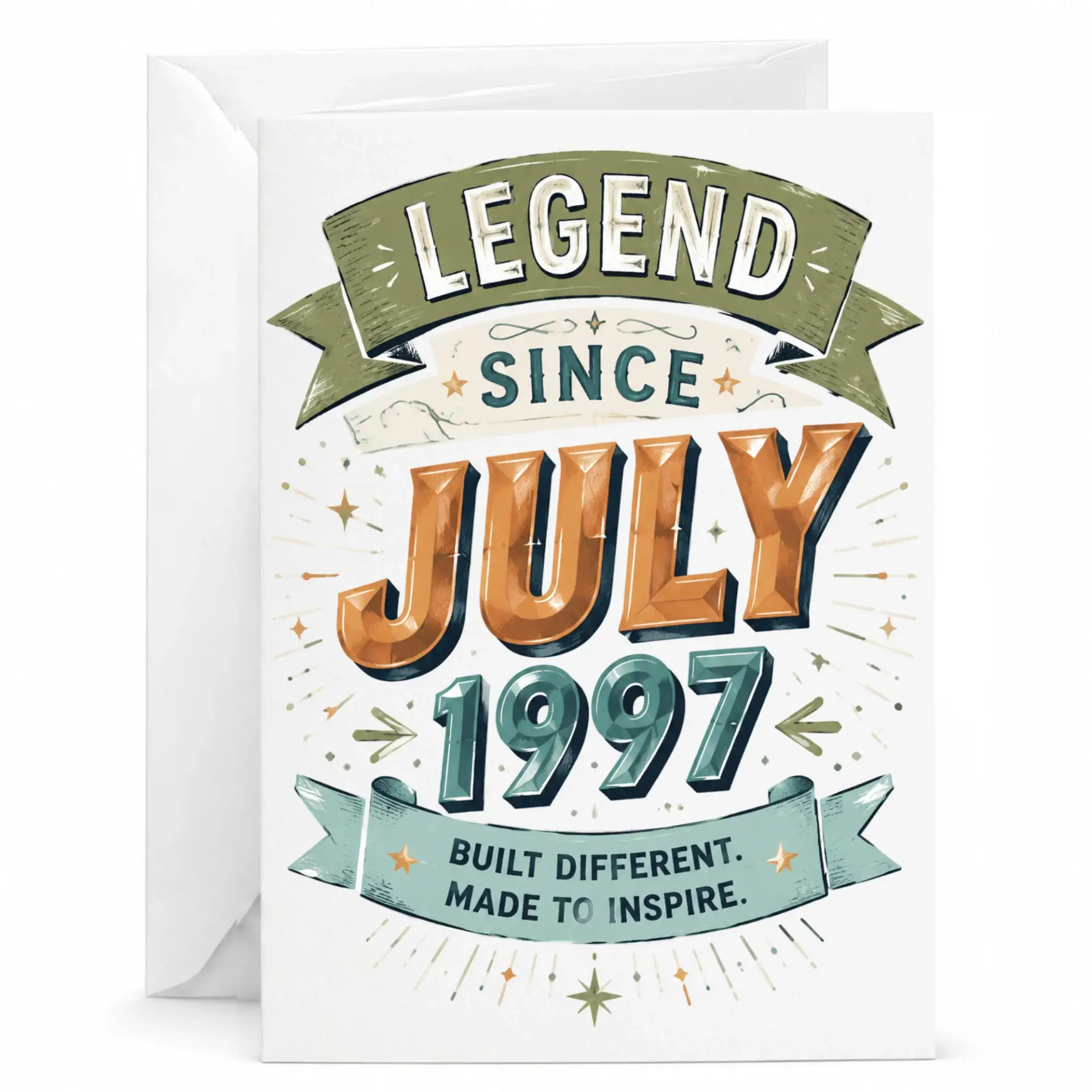 Birthday Card Legend Since July 1997 Greeting Card with Envelope for Milestone Celebration and Anniversary Keepsake