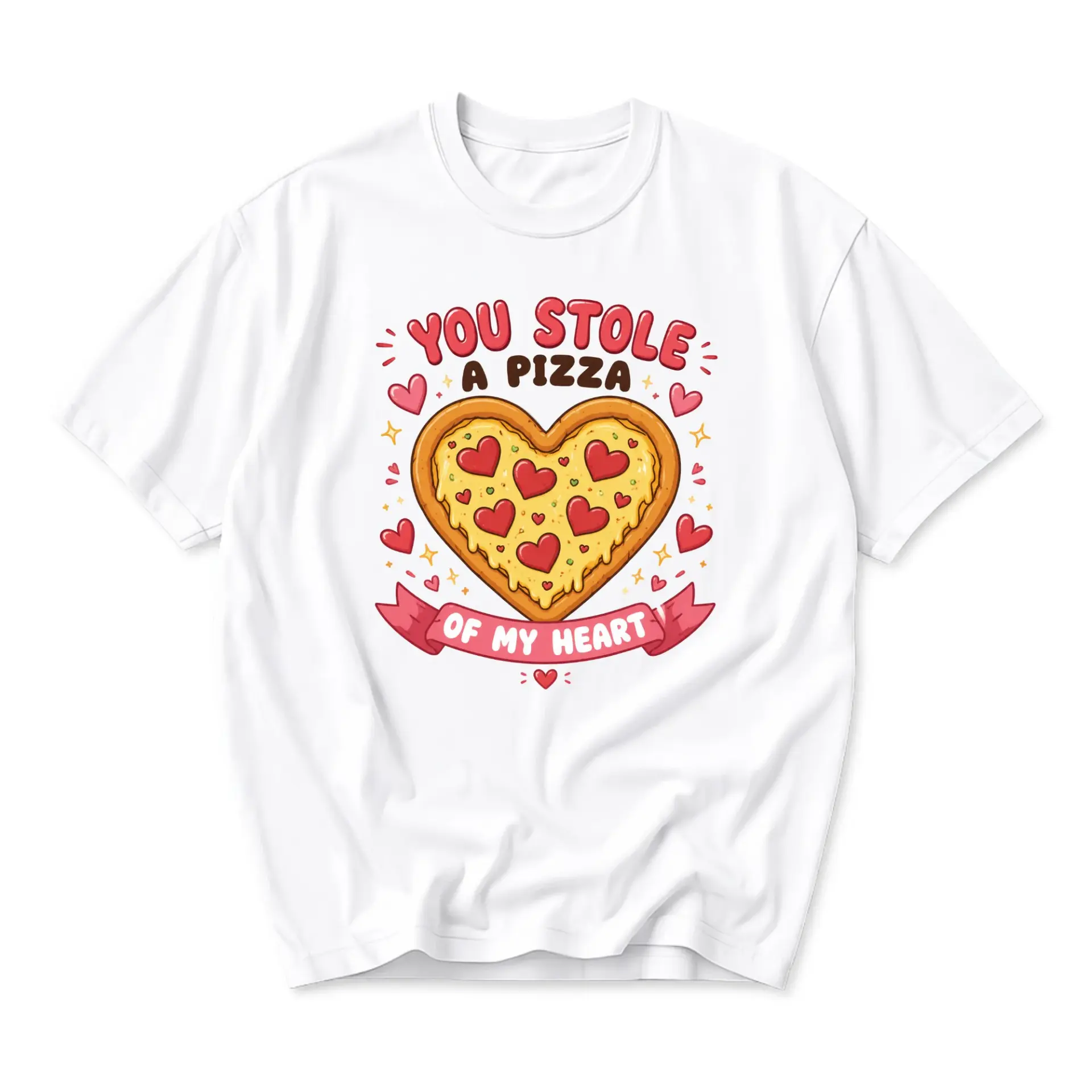 Funny Shirt You Stole a Pizza of My Heart Graphic Tee Unisex Casual Crew Neck Comfortable Cotton Blend Everyday Top