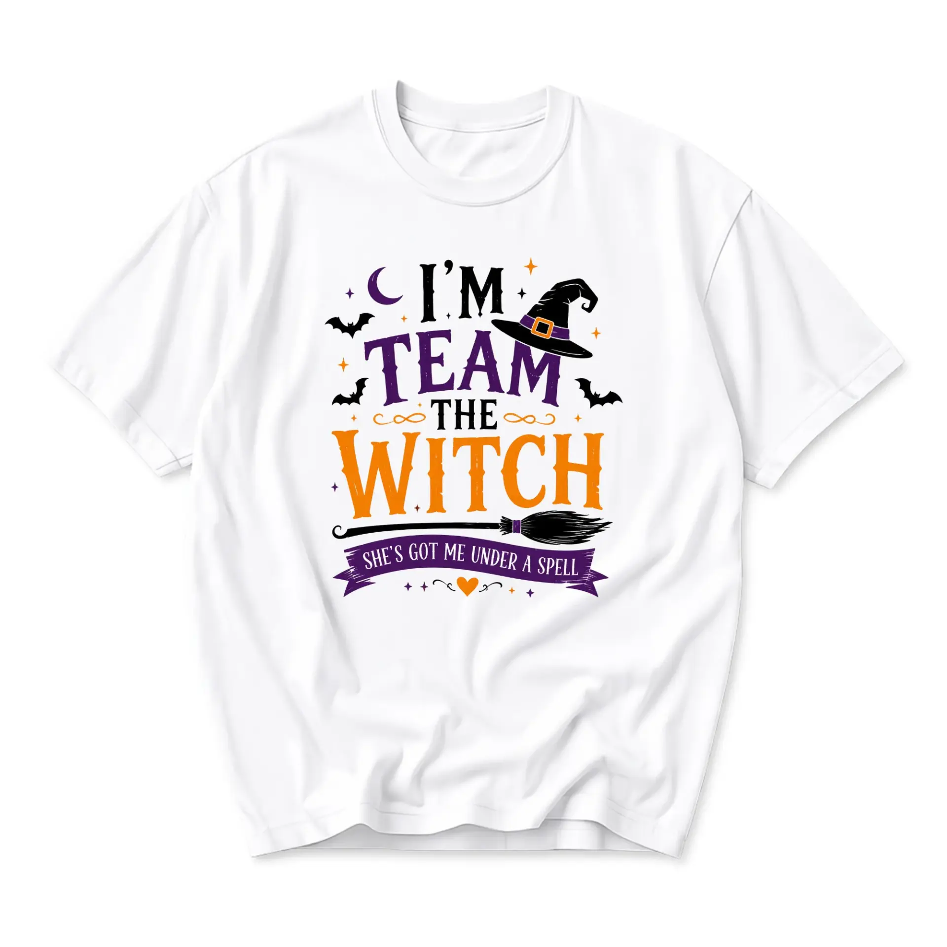 Graphic Tee I Am Team the Witch Funny Halloween Holiday Statement Unisex Crew Neck Short Sleeve Cotton Casual Shirt