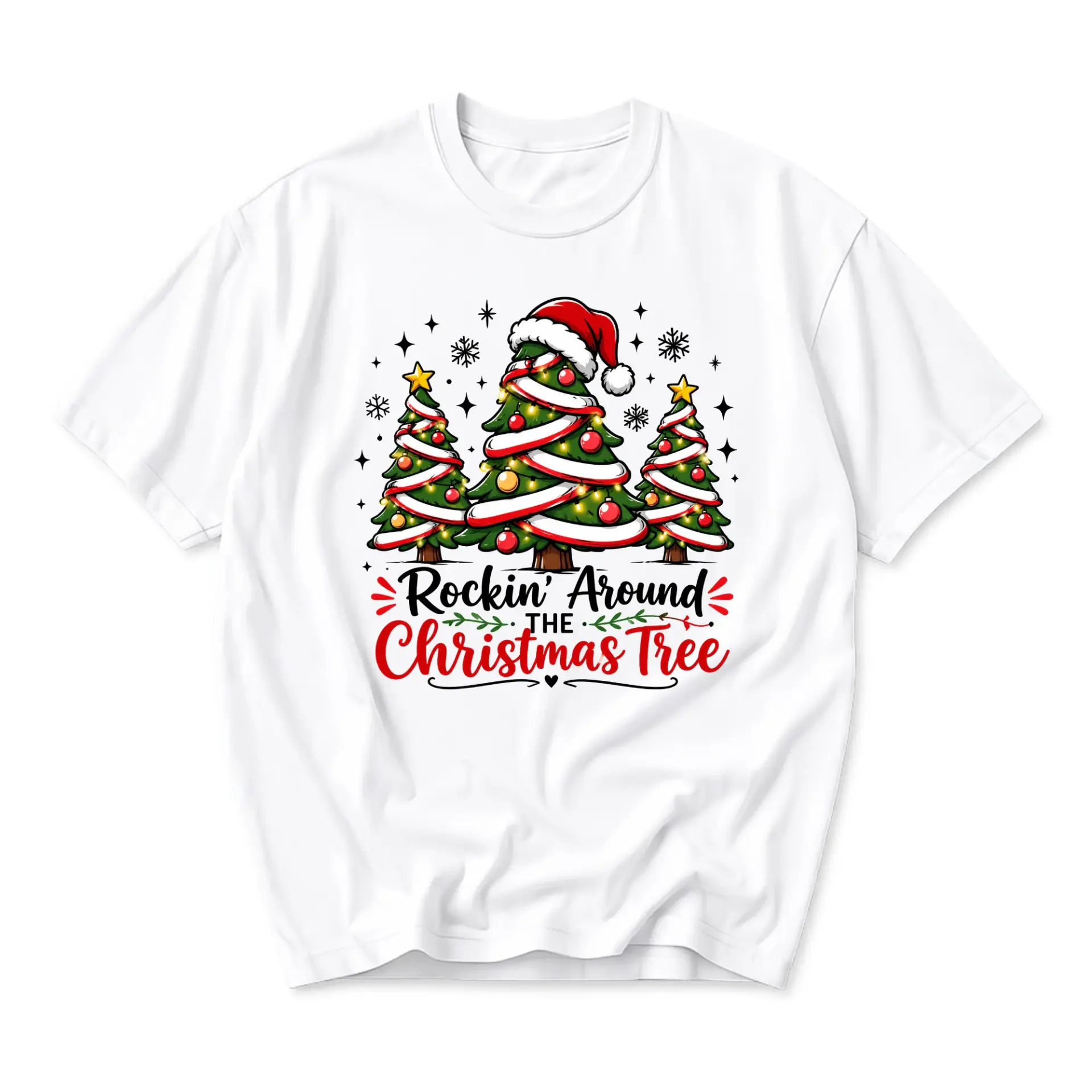 Graphic Tee Around the Christmas Tree Holiday Seasonal Unisex Crew Neck