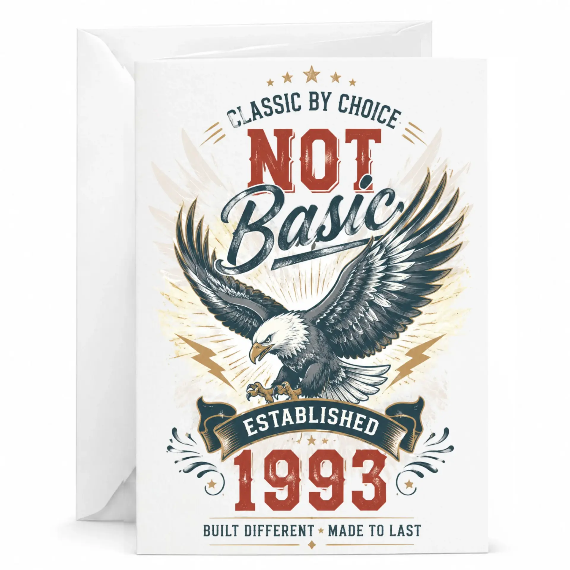 Funny Birthday Card Established 1993 Classic by Choice Not Basic Eagle Illustration Greeting Card for Birthdays