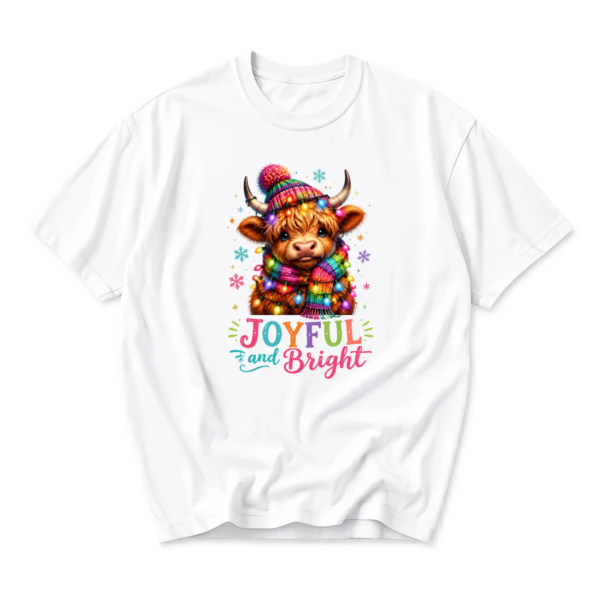 Graphic Tee Joyful and Bright Cow Shirt Cute Print Unisex Casual Short
