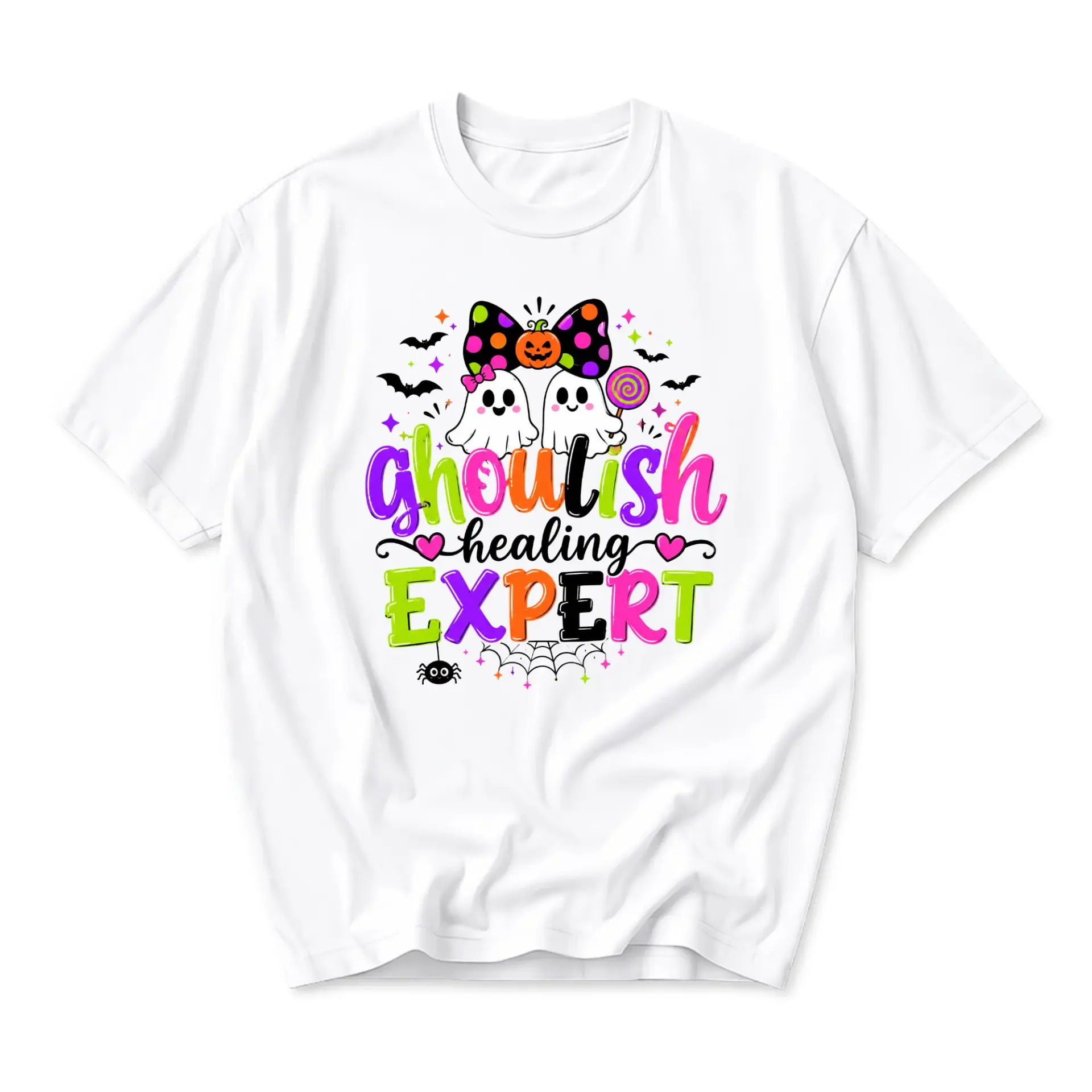 Graphic Tee Ghoulish Healing Expert Halloween Shirt Unisex Crew Neck Short Sleeve Soft Cotton Casual Everyday Apparel