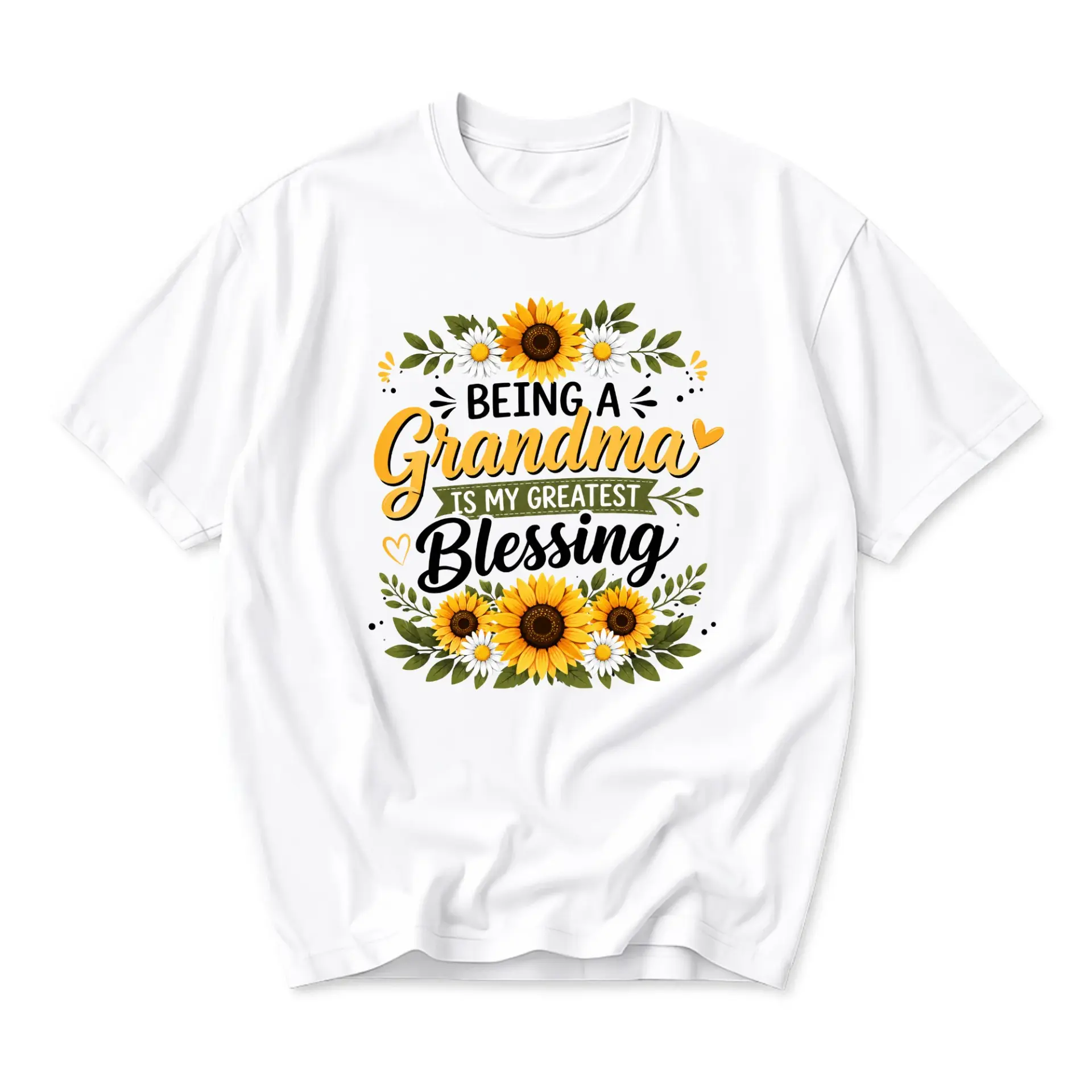 Graphic Tee Being a Grandma Is My Greatest Blessing Sunflower Floral Print