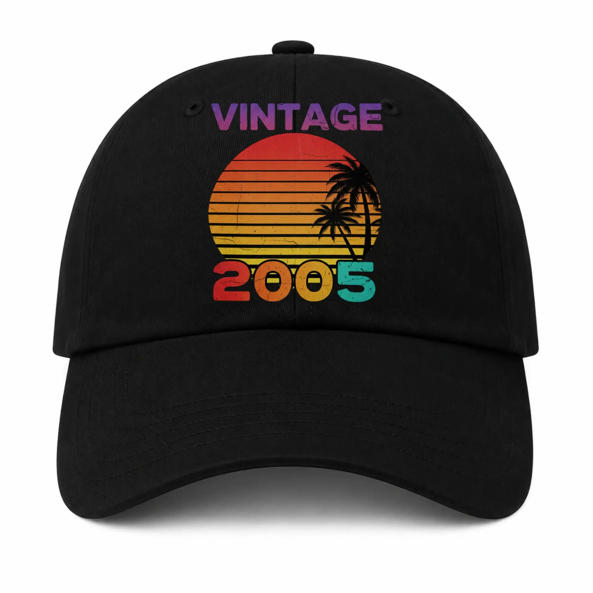 Vinyl Sticker Pack Vintage 2005 Retro Sunset Palm Tree Decals for Laptops Water Bottles and Personal Gear Set of Three