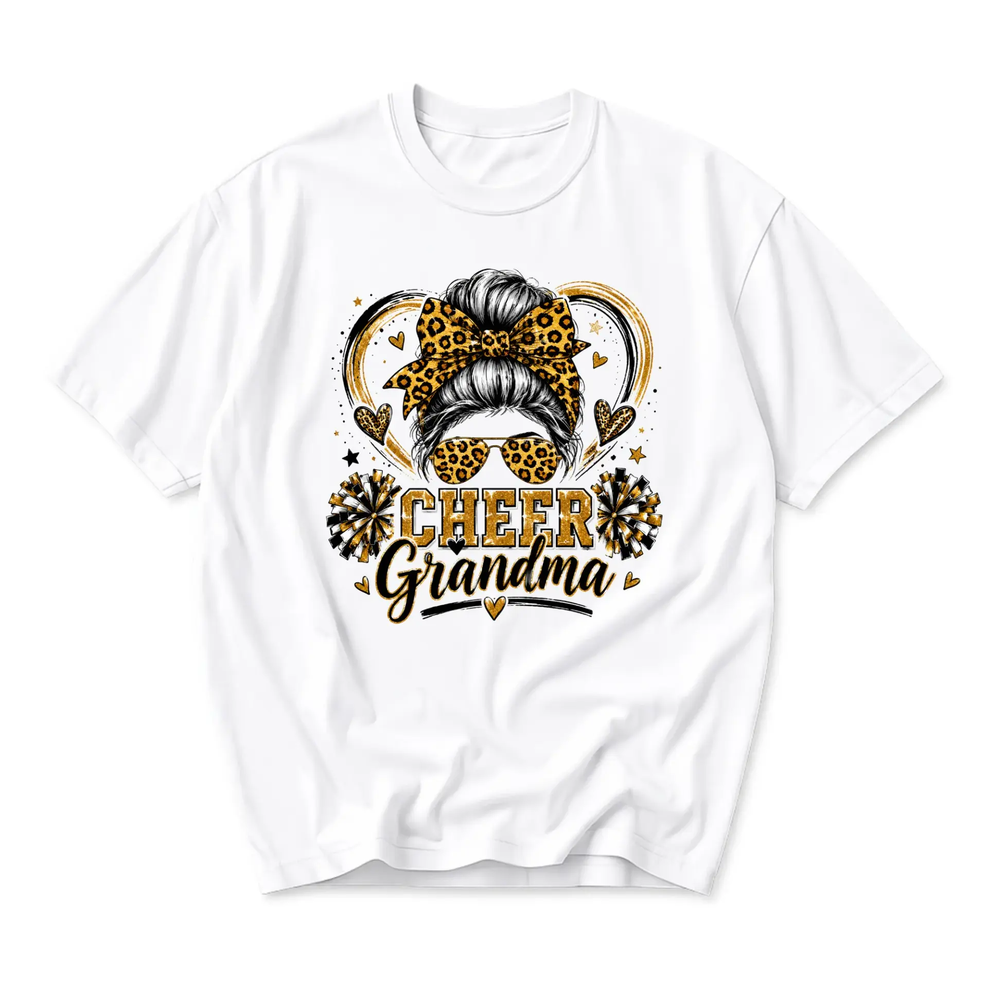 Funny Shirt Cheer Grandma Graphic Tee Casual Unisex Crew Neck Top for