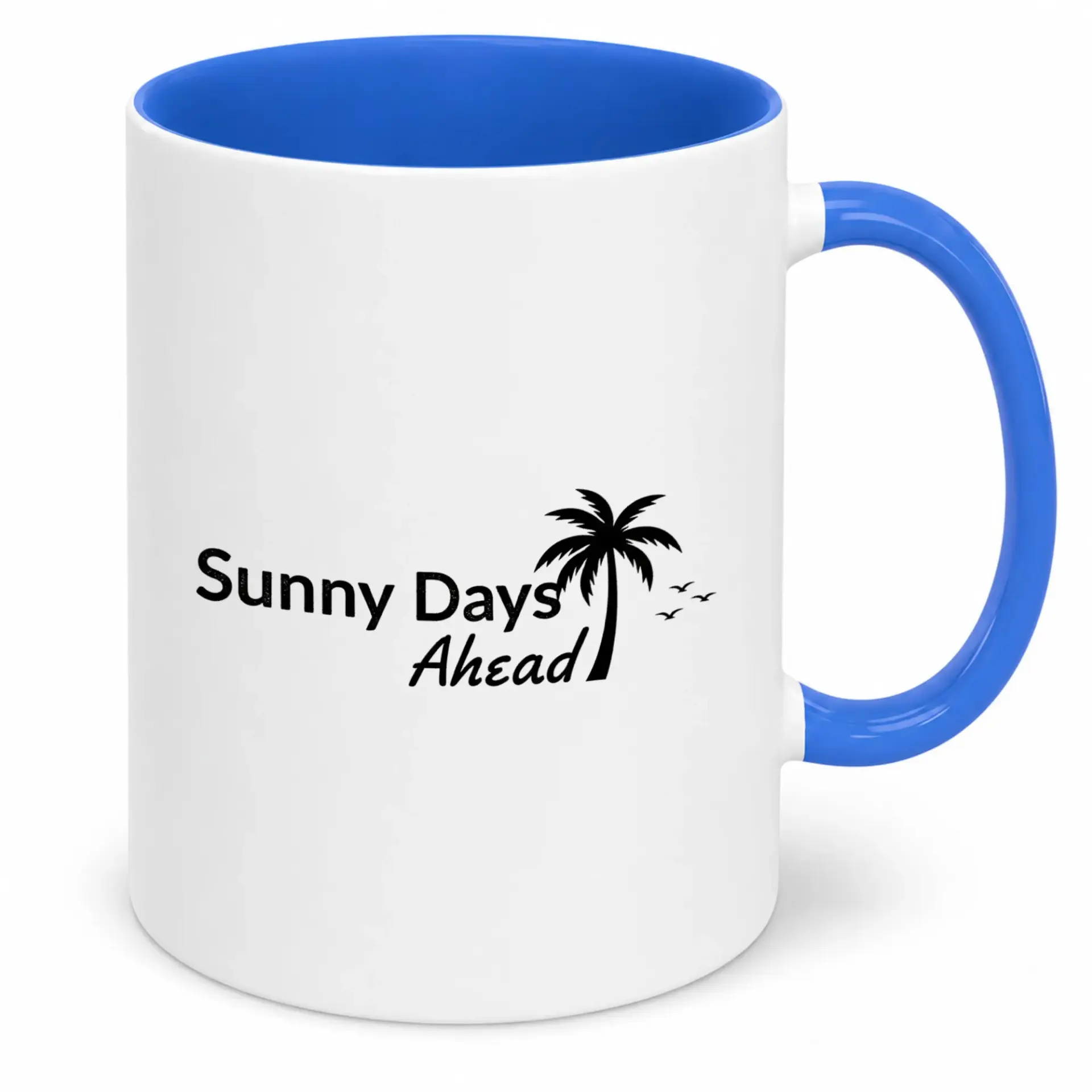 Coffee Mug with Inspirational Quote and Tropical Palm Tree Design, Two-Tone Ceramic Beverage Cup for Hot Drinks, 11 Oz or 15 Oz