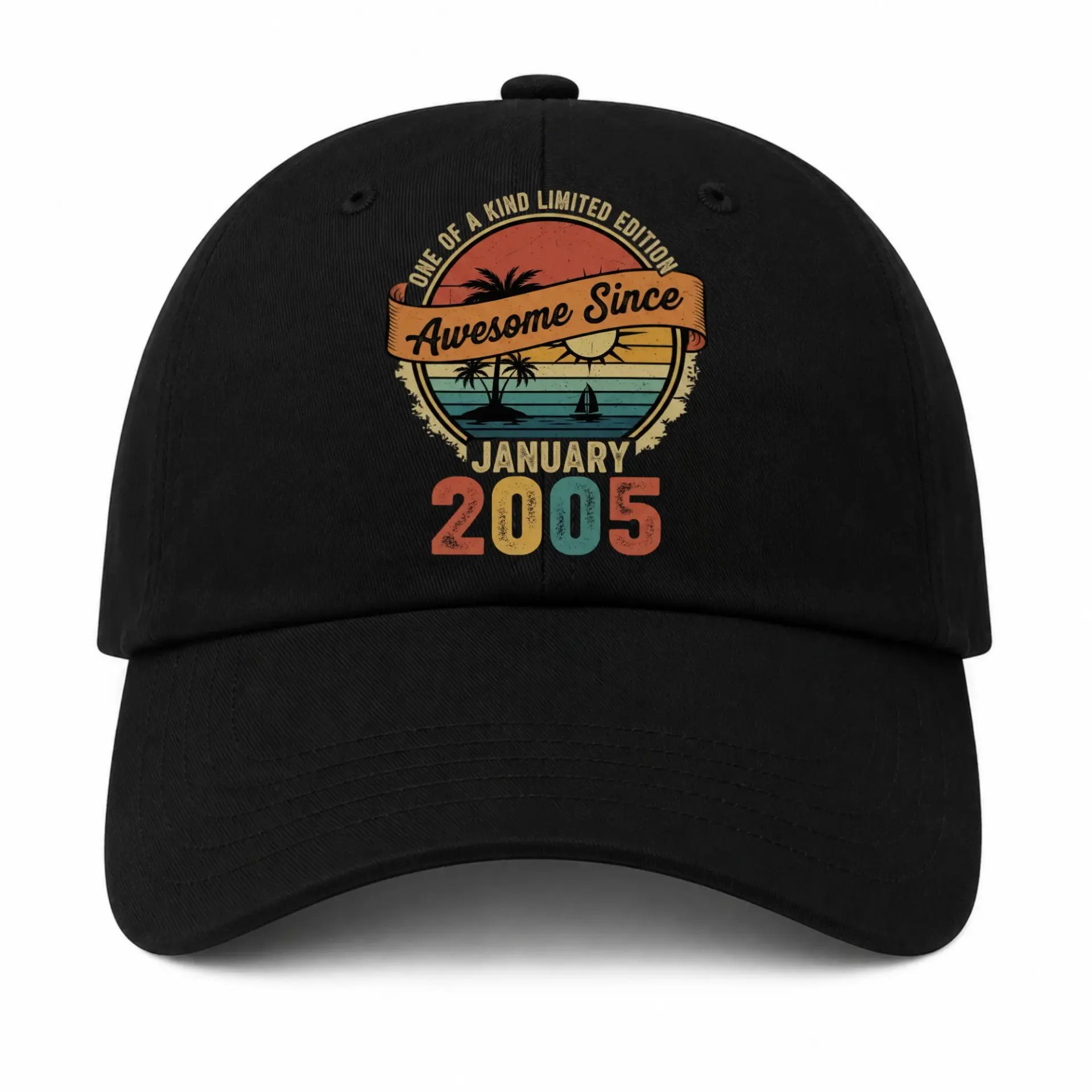 Baseball Cap Awesome Since January 2005 Vintage Sunset Graphic Hat