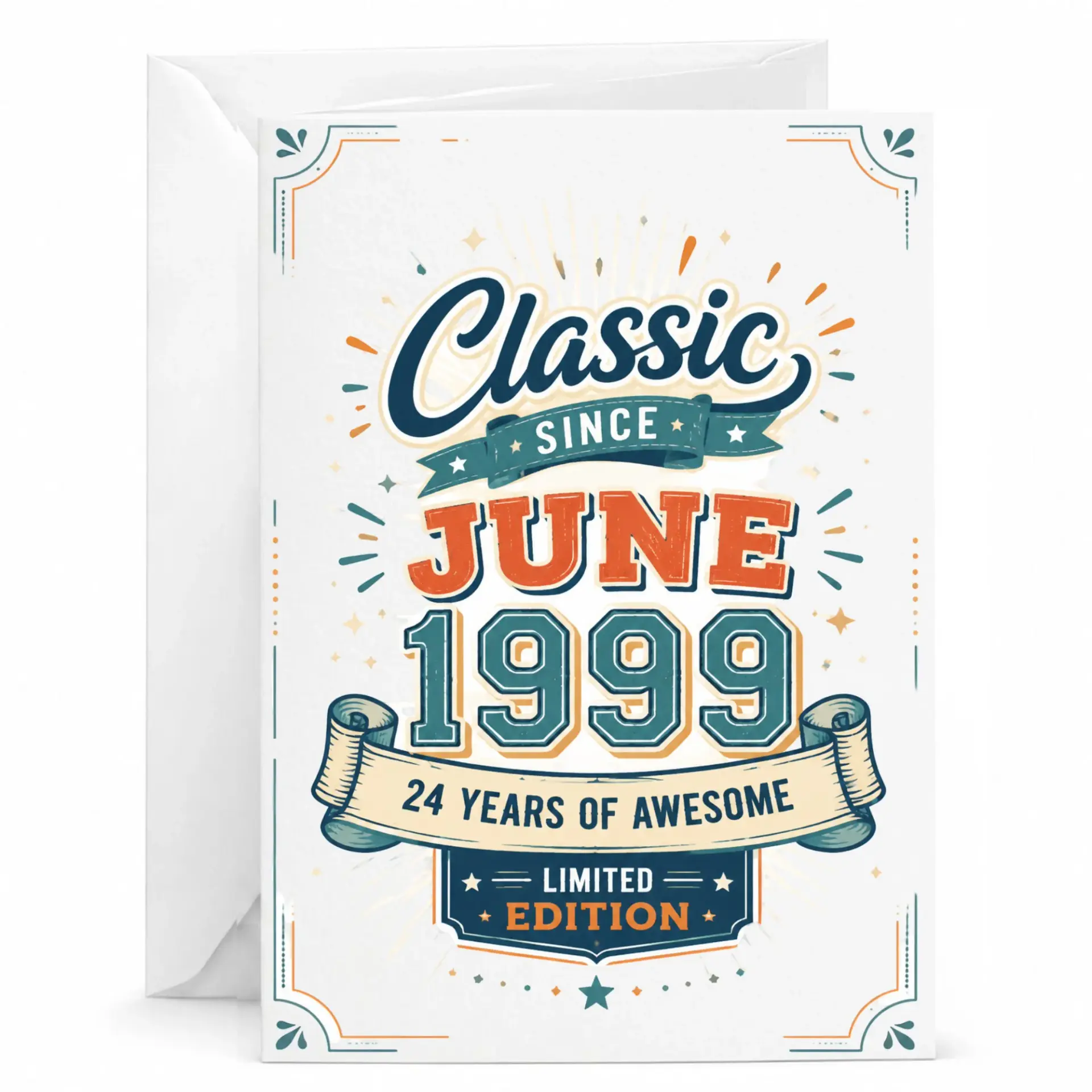 Birthday Card Classic Since June 1999 24 Years of Awesome Greeting Card for Milestone Birthday Anniversary Celebration