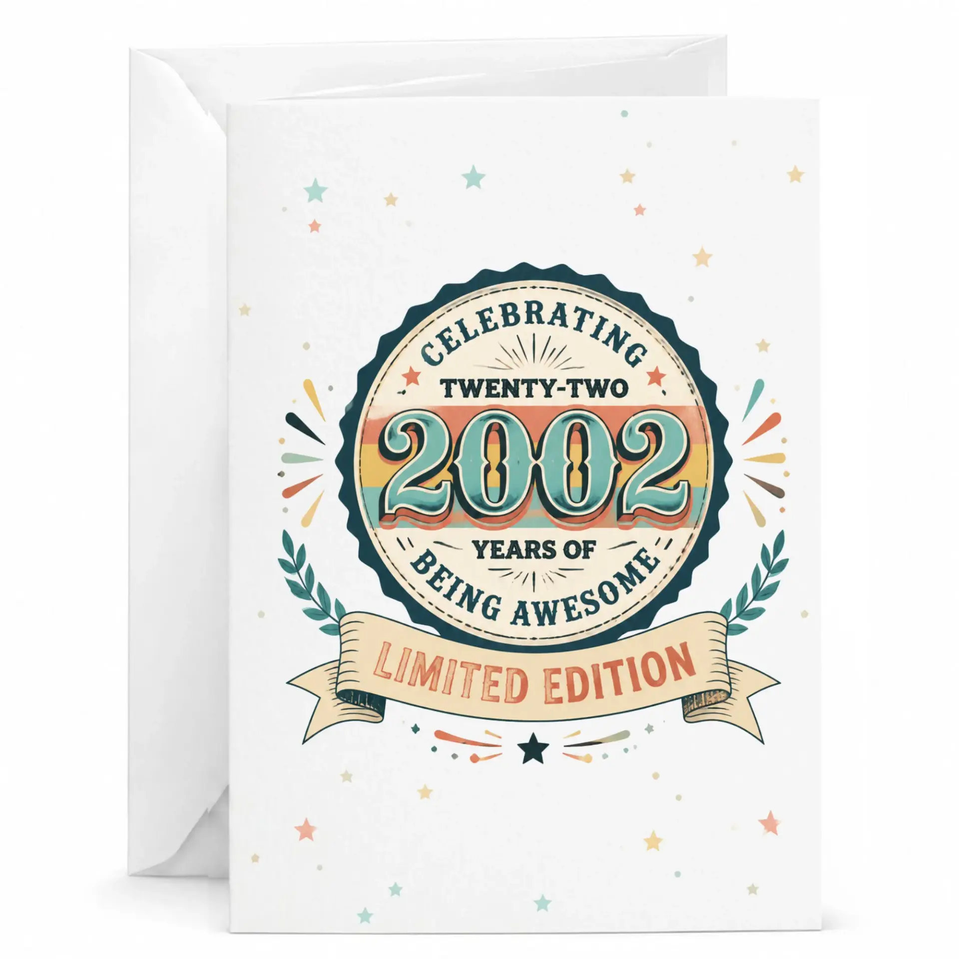 Birthday Card Celebrating Twenty Two Years of Being Awesome Vintage Limited Edition Style Greeting Card for Milestone Event