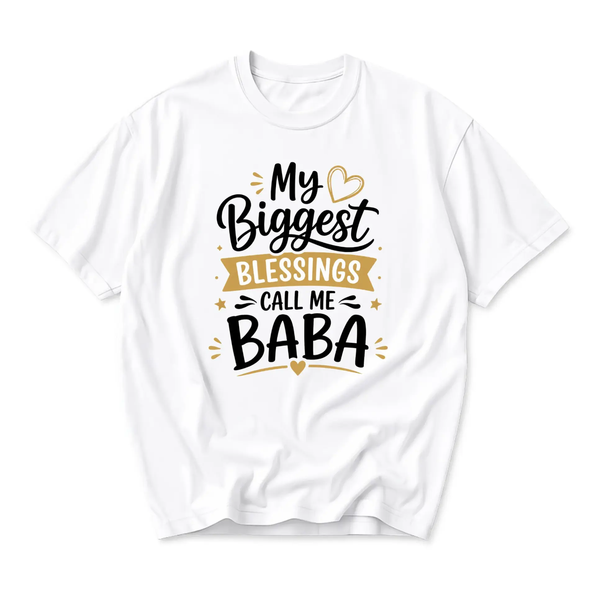 Graphic Tee My Biggest Blessings Call Me Baba Unisex Casual Short Sleeve Crew Neck Cotton Blend Shirt White Top