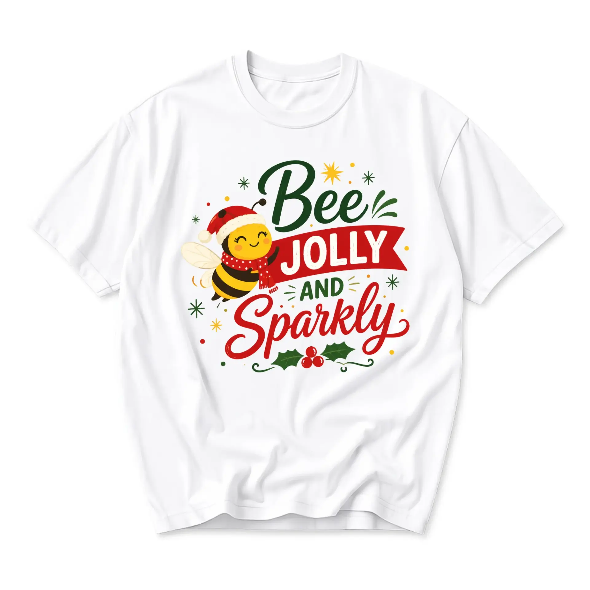 Graphic Tee Bee Jolly and Sparkly Holiday Seasonal Shirt Unisex Cotton
