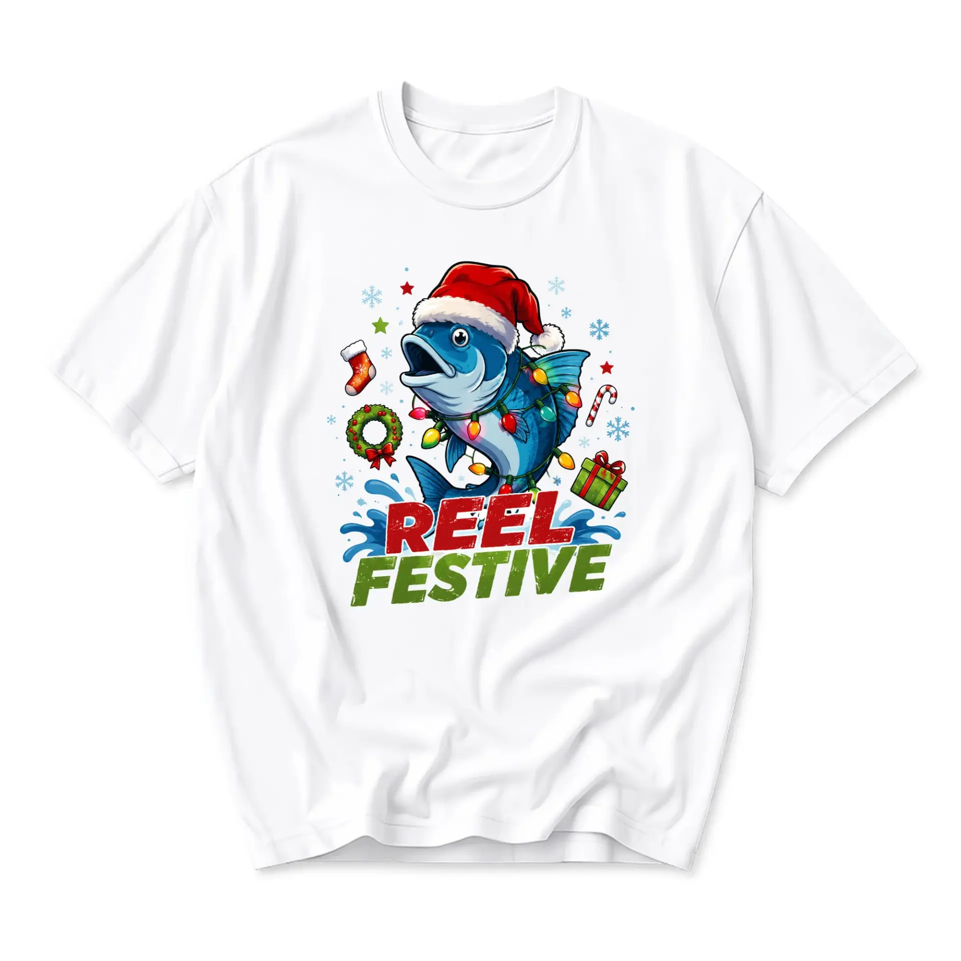 Graphic Tee Reel Festive Holiday Fishing Unisex T-Shirt Seasonal Casual