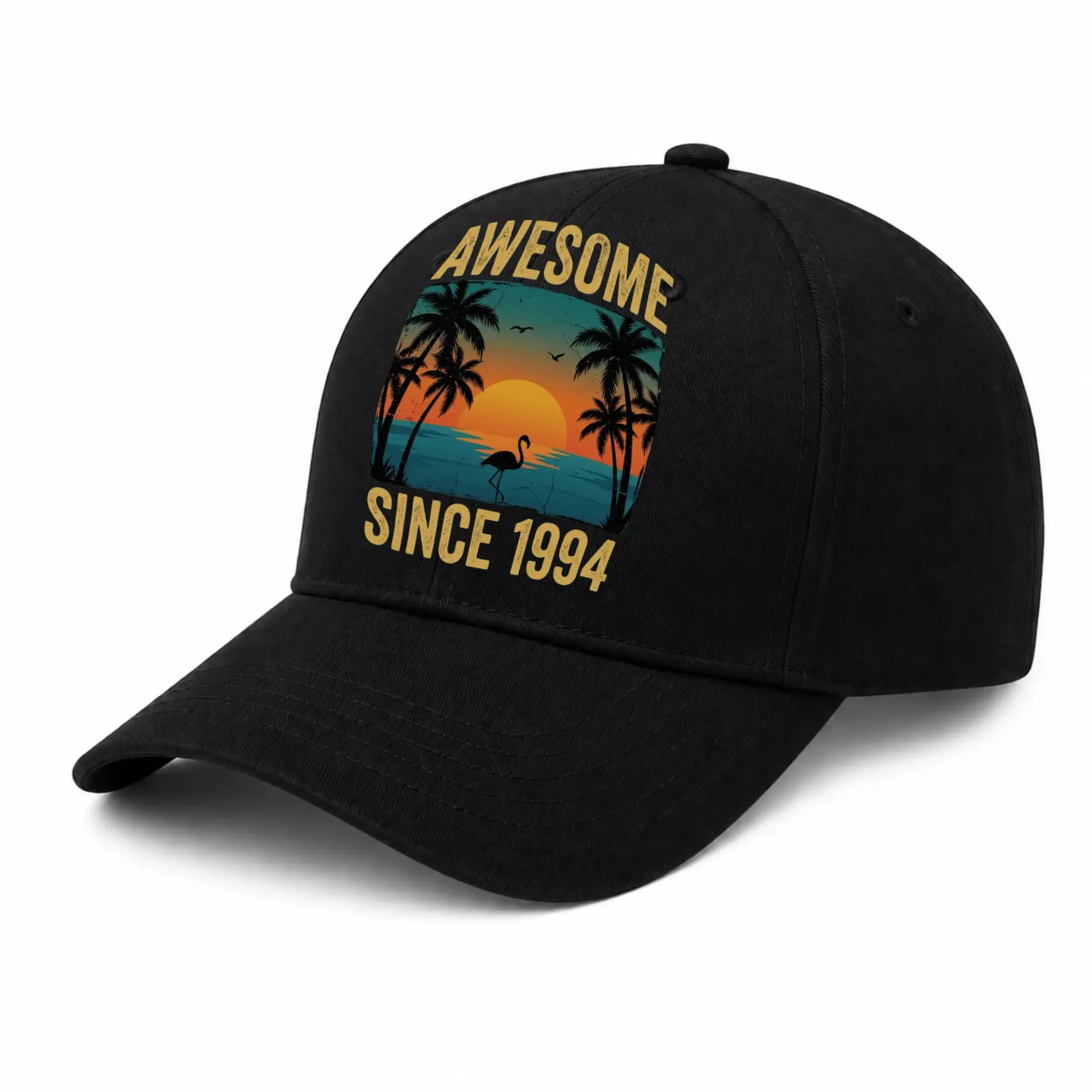 Vinyl Sticker Pack Awesome Since 1994 Tropical Sunset Flamingo Design Waterproof Decals for Laptops and Water Bottles