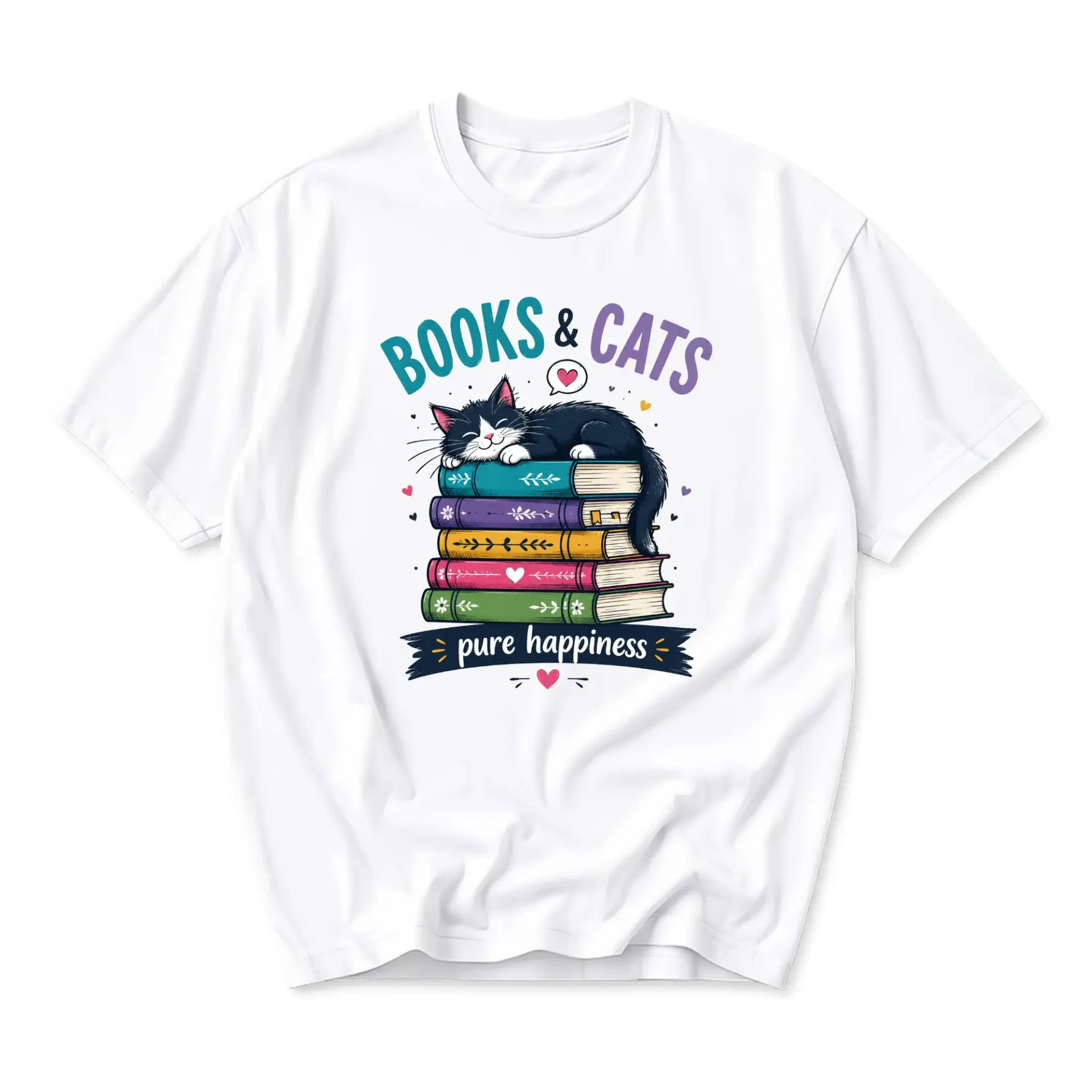 Graphic Tee Books and Pure Happiness Illustration Unisex Crew Neck Short Sleeve Cotton Blend Casual Top