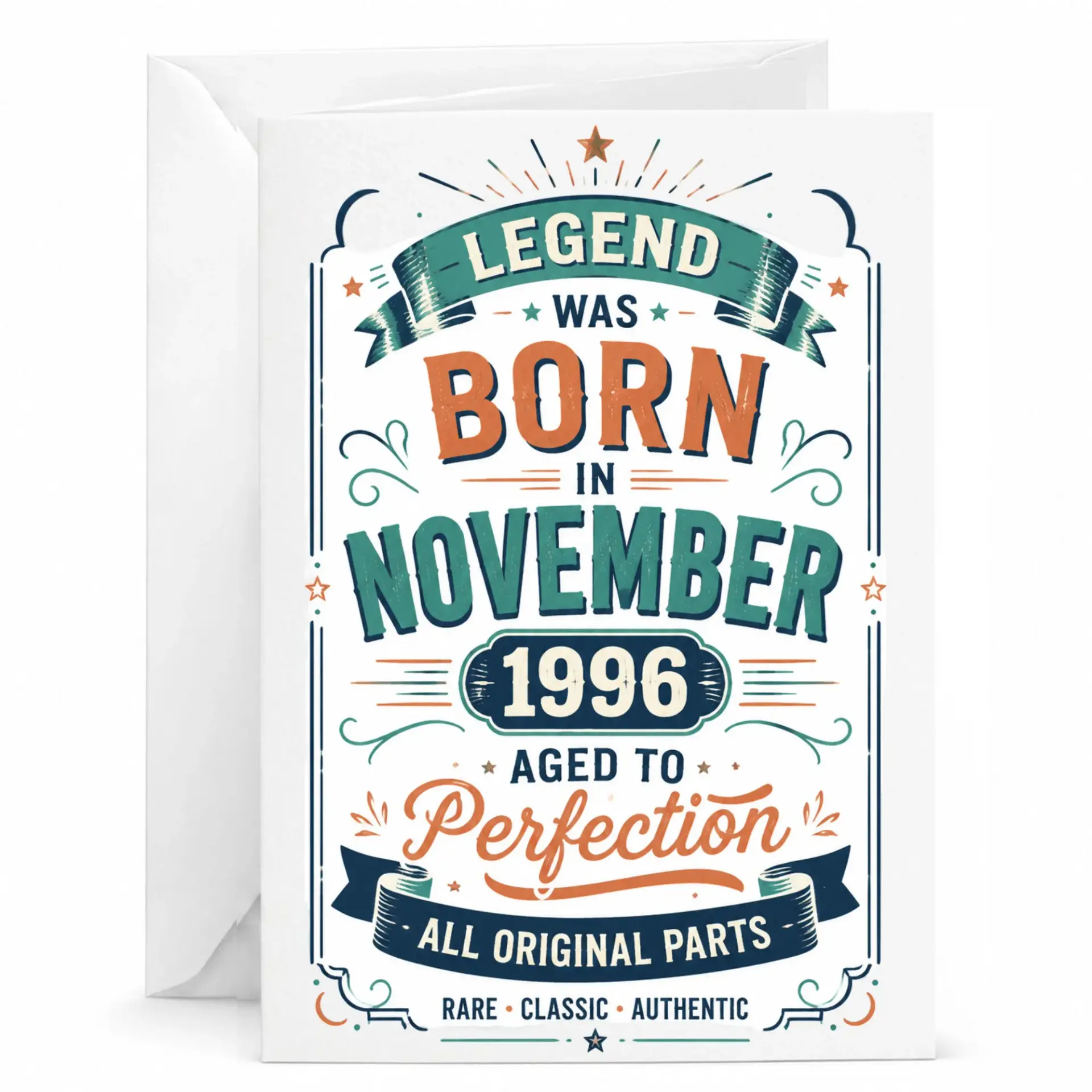 Birthday Card Legend Was Born in November 1996 Aged to Perfection Greeting Card for Birthday Anniversary Celebration