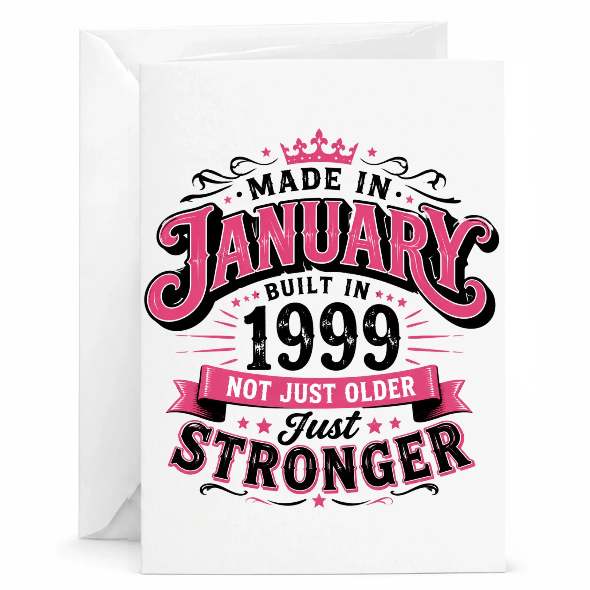 Birthday Greeting Card Made in January 1999 Vintage Style Design for Milestone Celebration or Anniversary Keepsake
