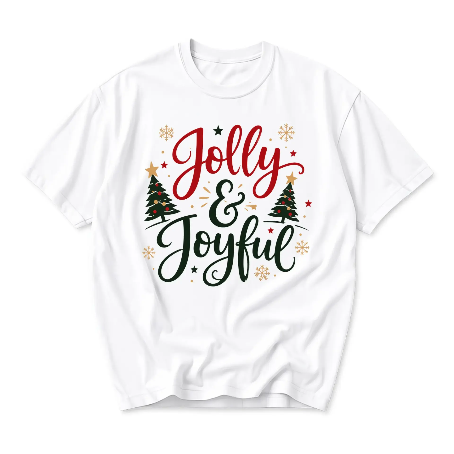 T-shirt Jolly and Joyful Graphic Tee Christmas Holiday Season Festive