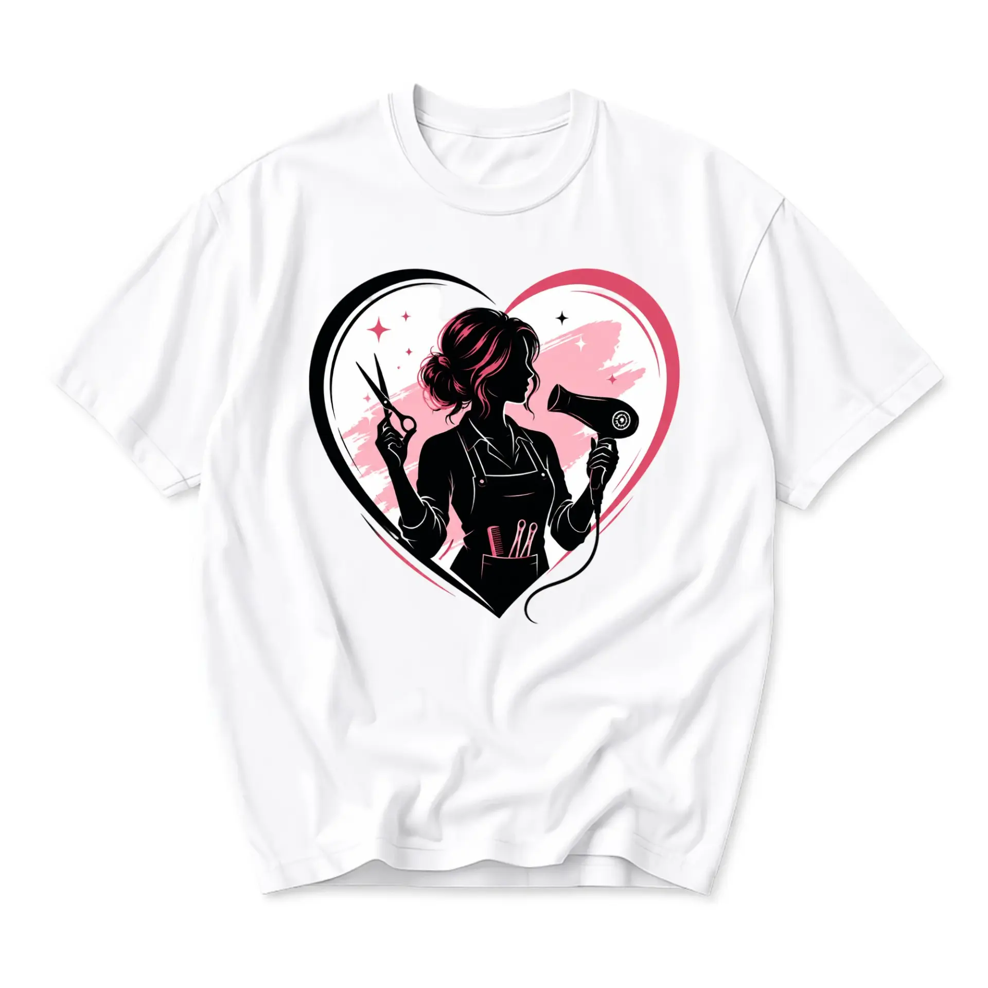 Graphic Tee Hairdresser Heart Design Unisex Crew Neck Soft Cotton Blend Everyday Casual Short Sleeve Apparel
