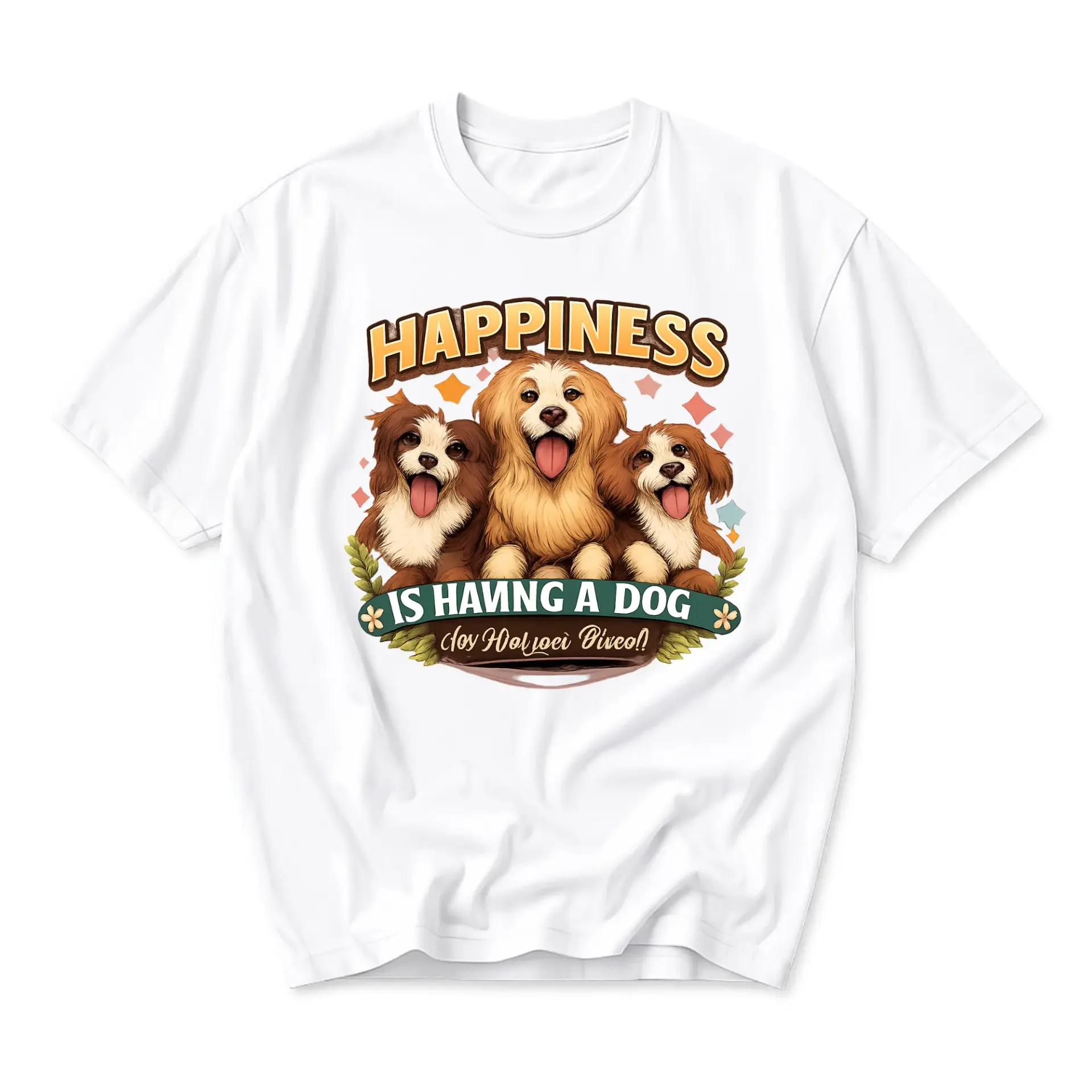 Graphic Tee Unisex Crew Neck Shirt Featuring Three Happy Illustration and