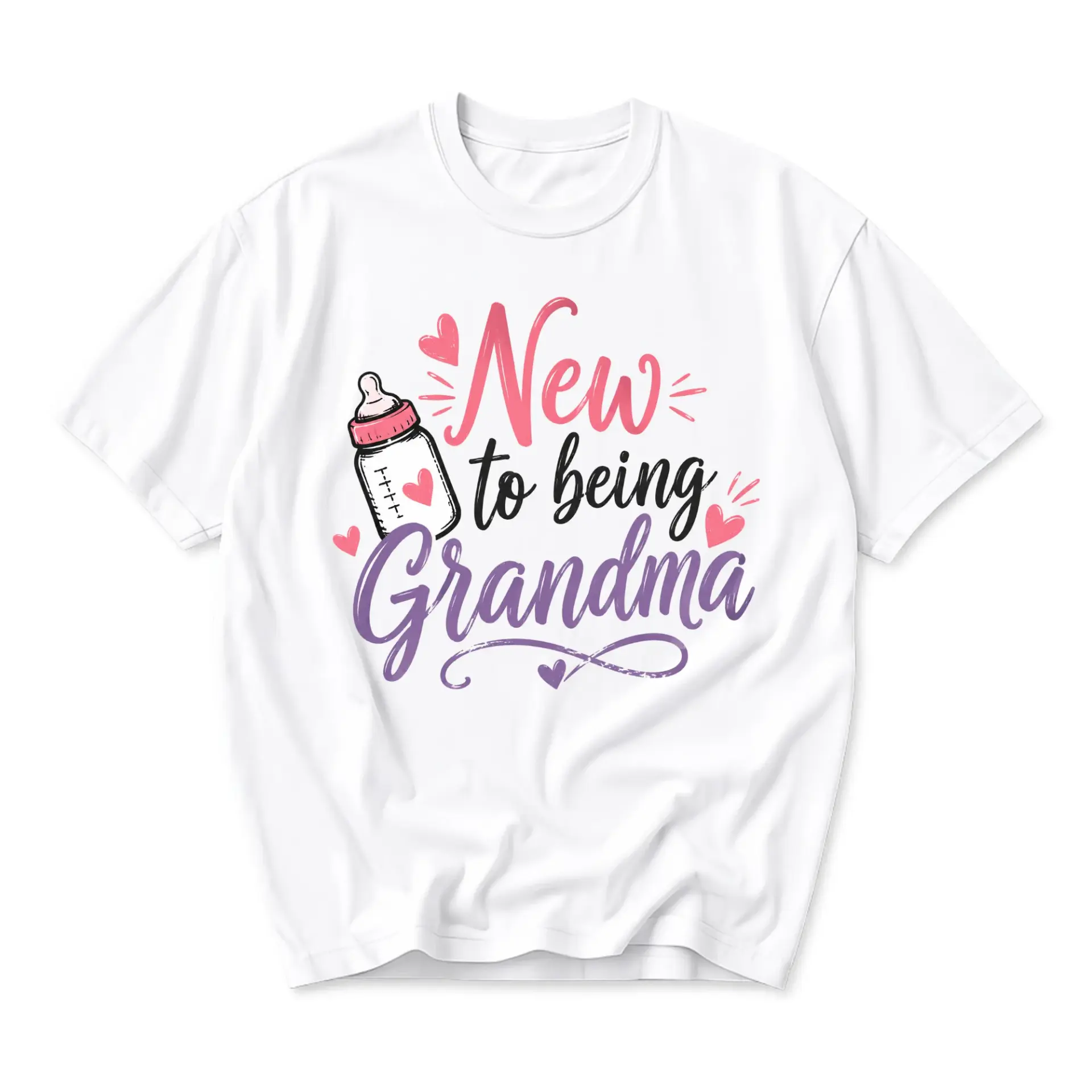 Graphic Tee New to Being Grandma Print Casual Everyday Unisex Crew Neck