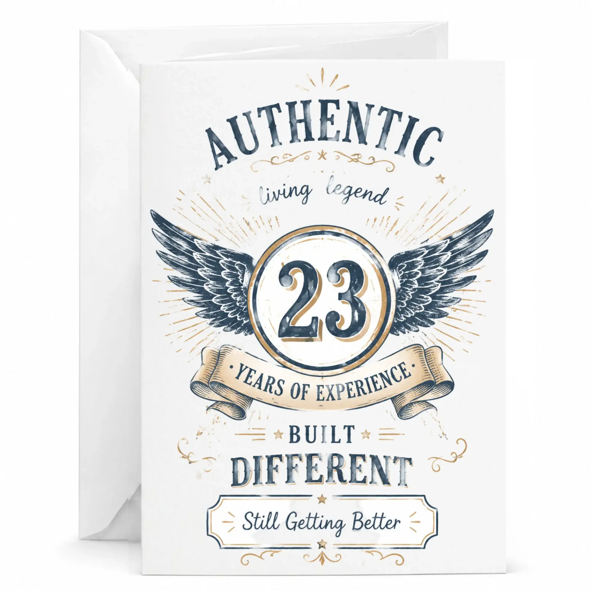 Birthday Card Authentic 23 Years of Experience Vintage Style Greeting Card for Milestone Birthday Celebration